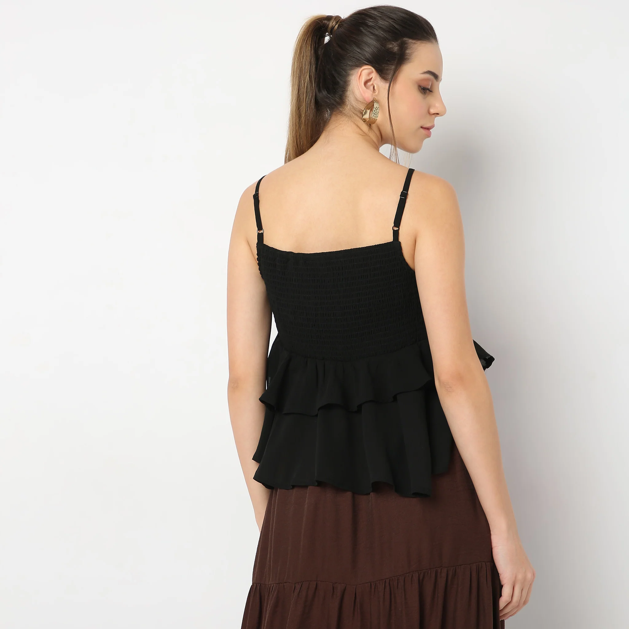 Square Neck Betty Sleeveless Party Top With Full Sleeve - Image 3