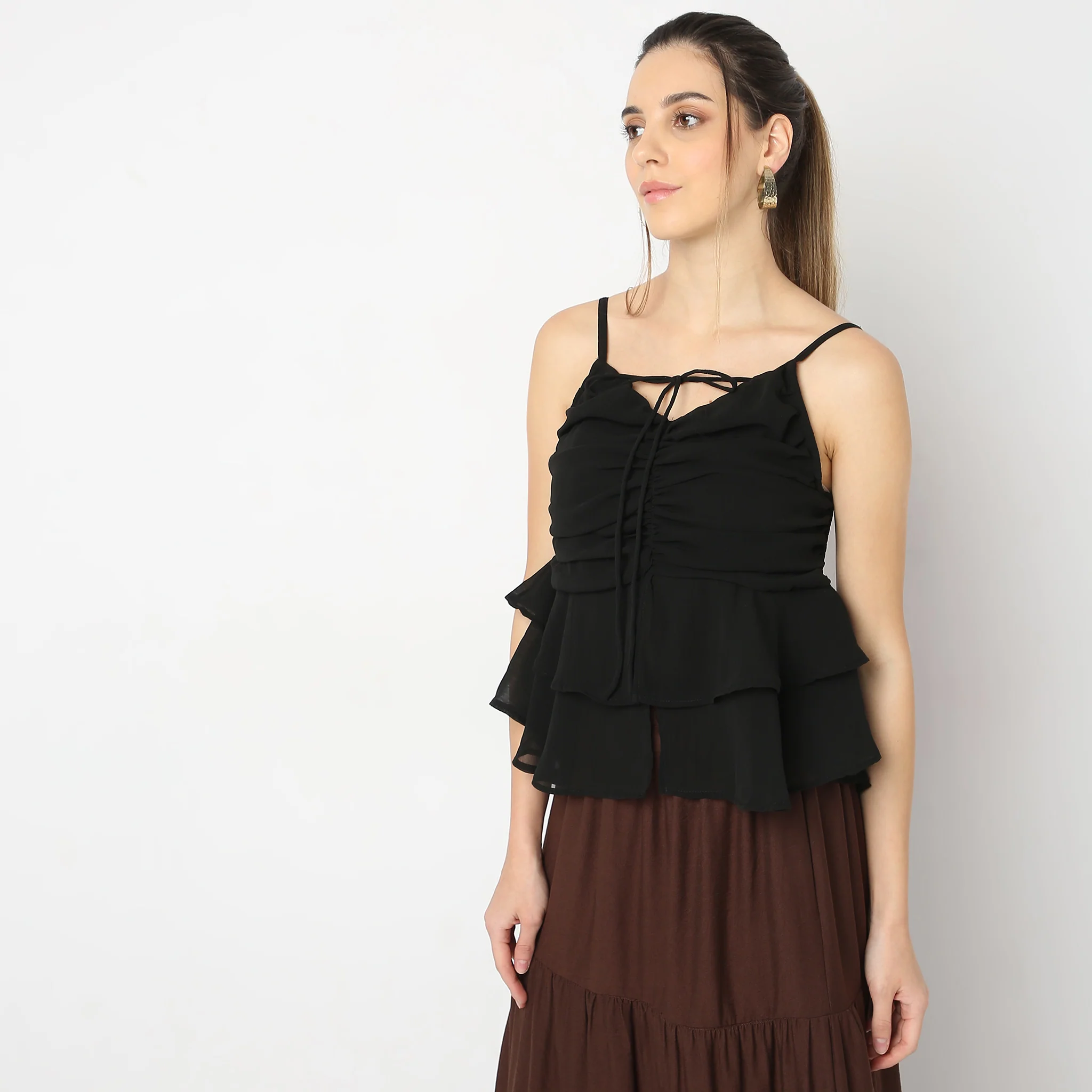 Square Neck Betty Sleeveless Party Top With Full Sleeve - Image 5