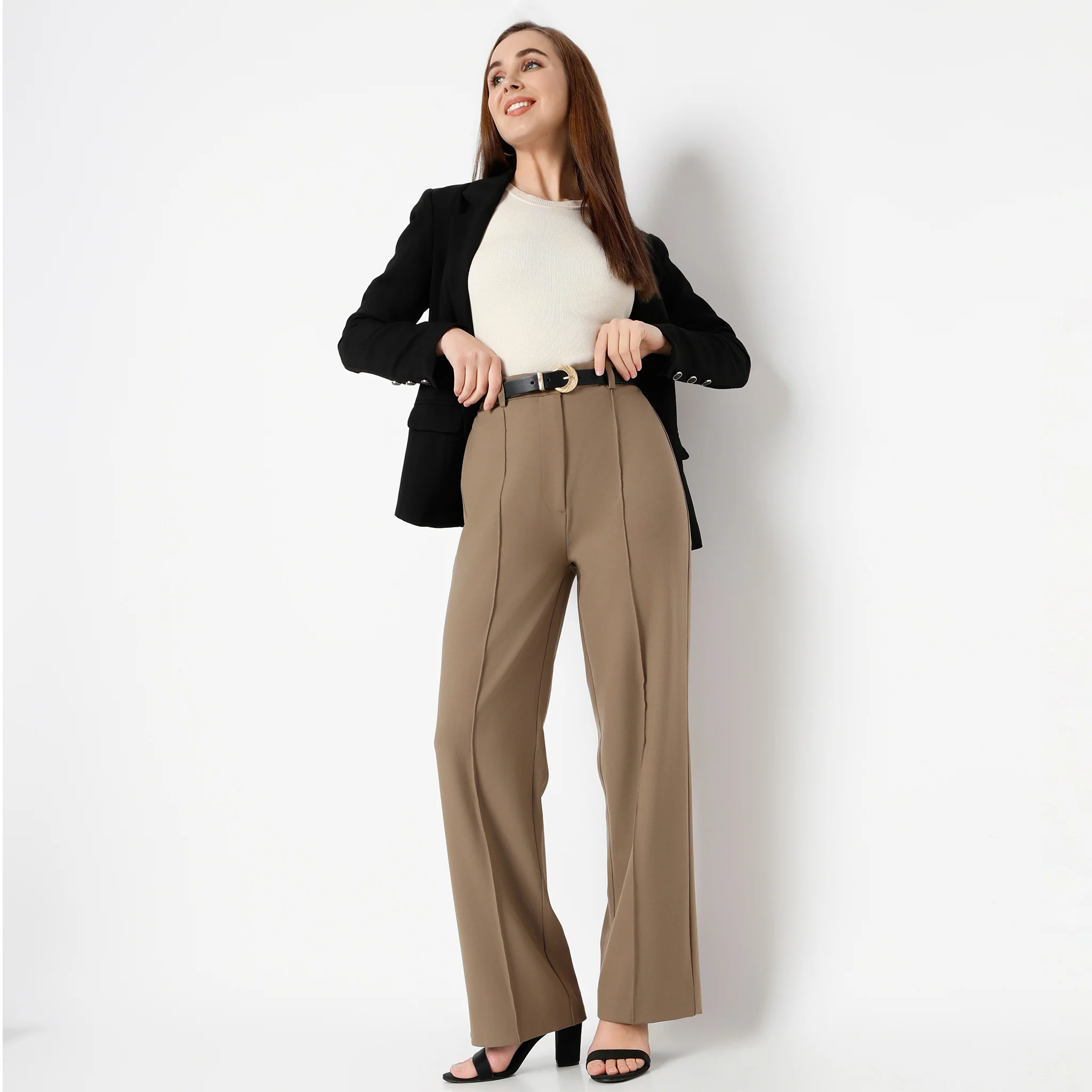 Regular Fit Solid Trousers - Image 16