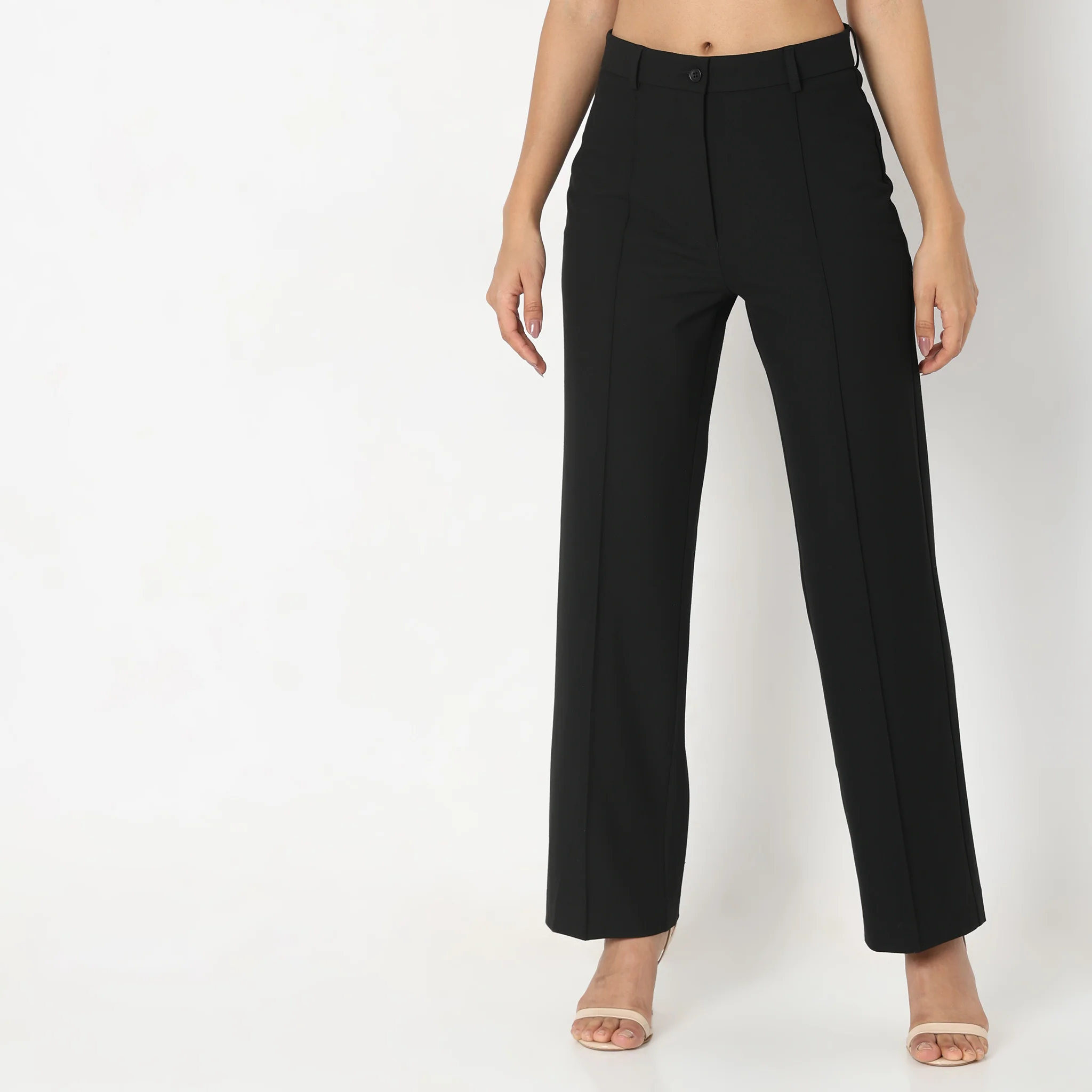 Regular Fit Solid Trousers - Image 7