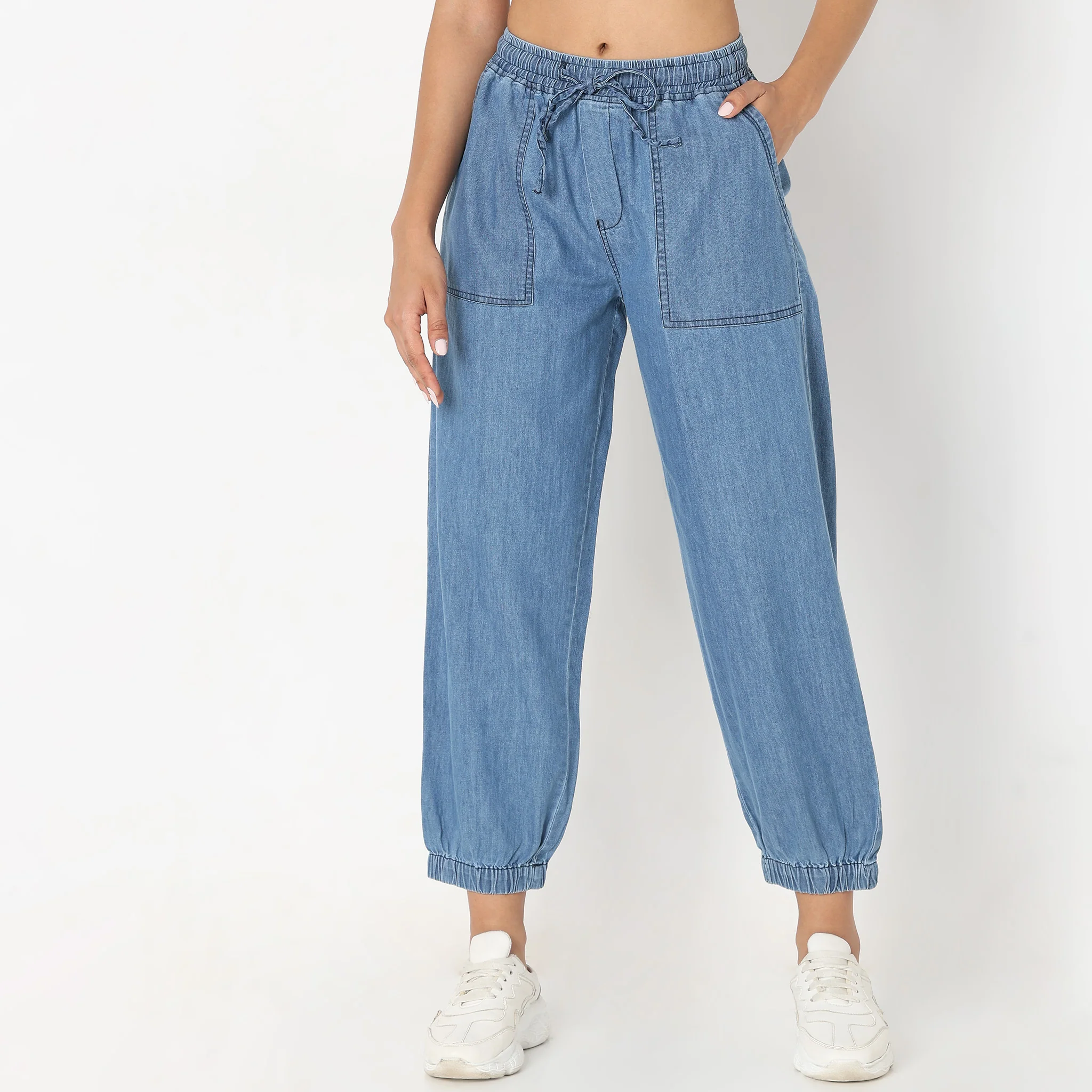Regular Fit Solid Trousers - Image 2