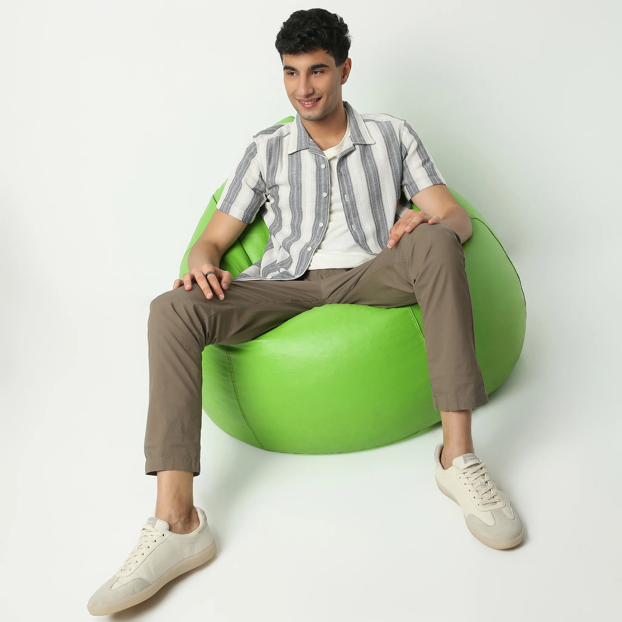 Striped Camp Collar Half Sleeve Mood Shirt