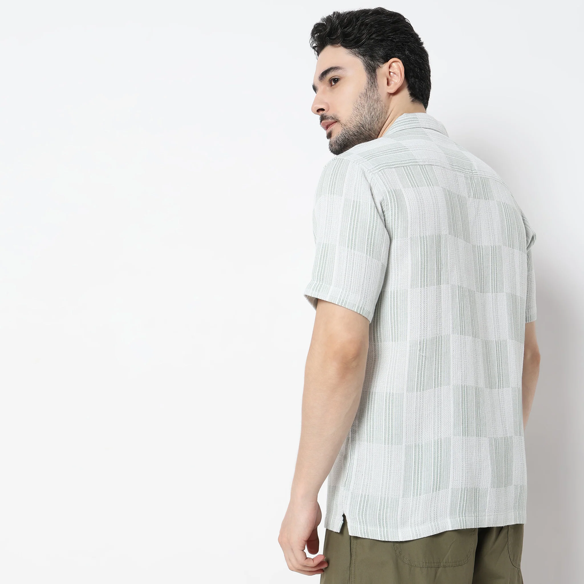 Striped Half Sleeve Camp Collar Mood Shirt - Image 3