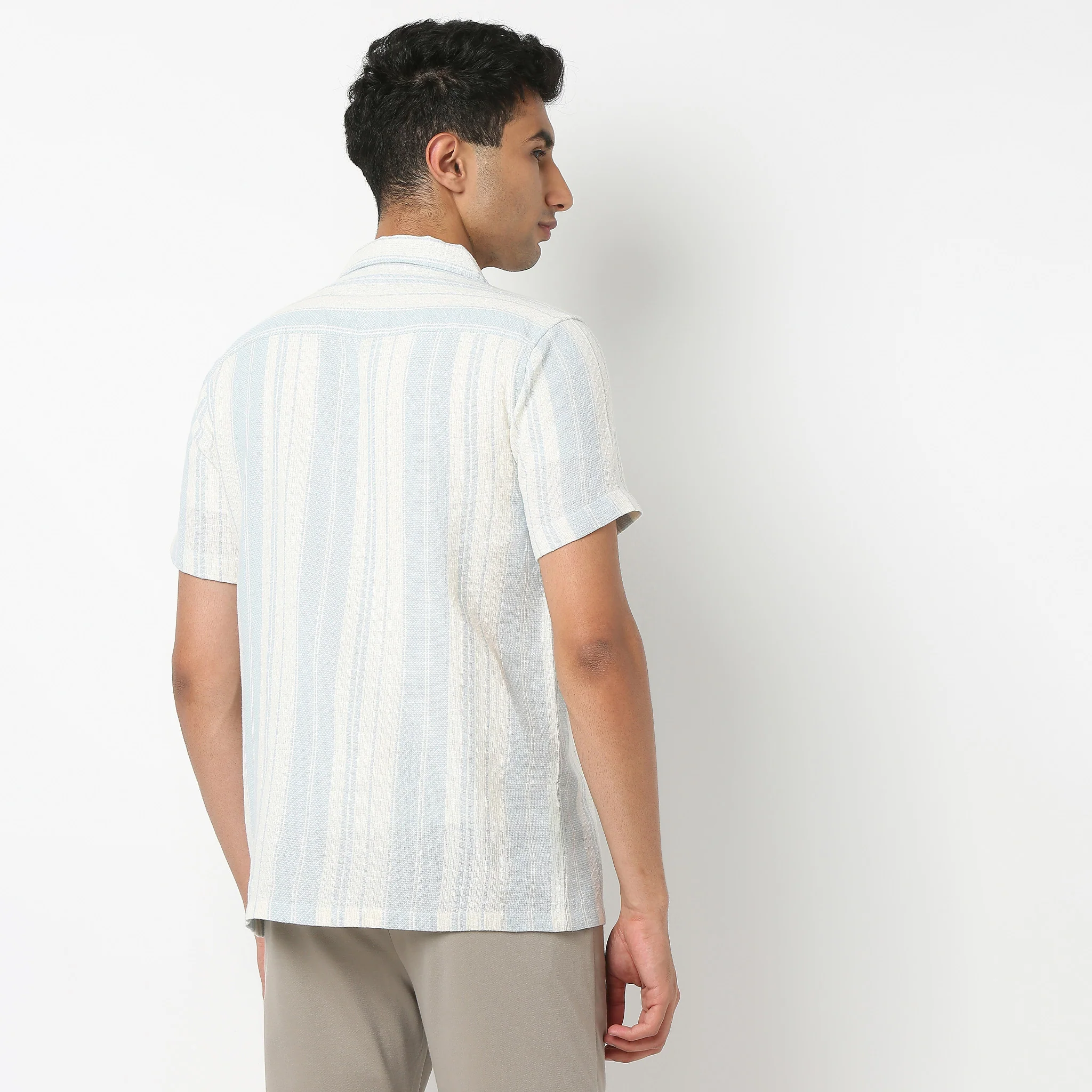 Moodᵉˣ Shirt - Camp Collar Textured Stripes - Image 3