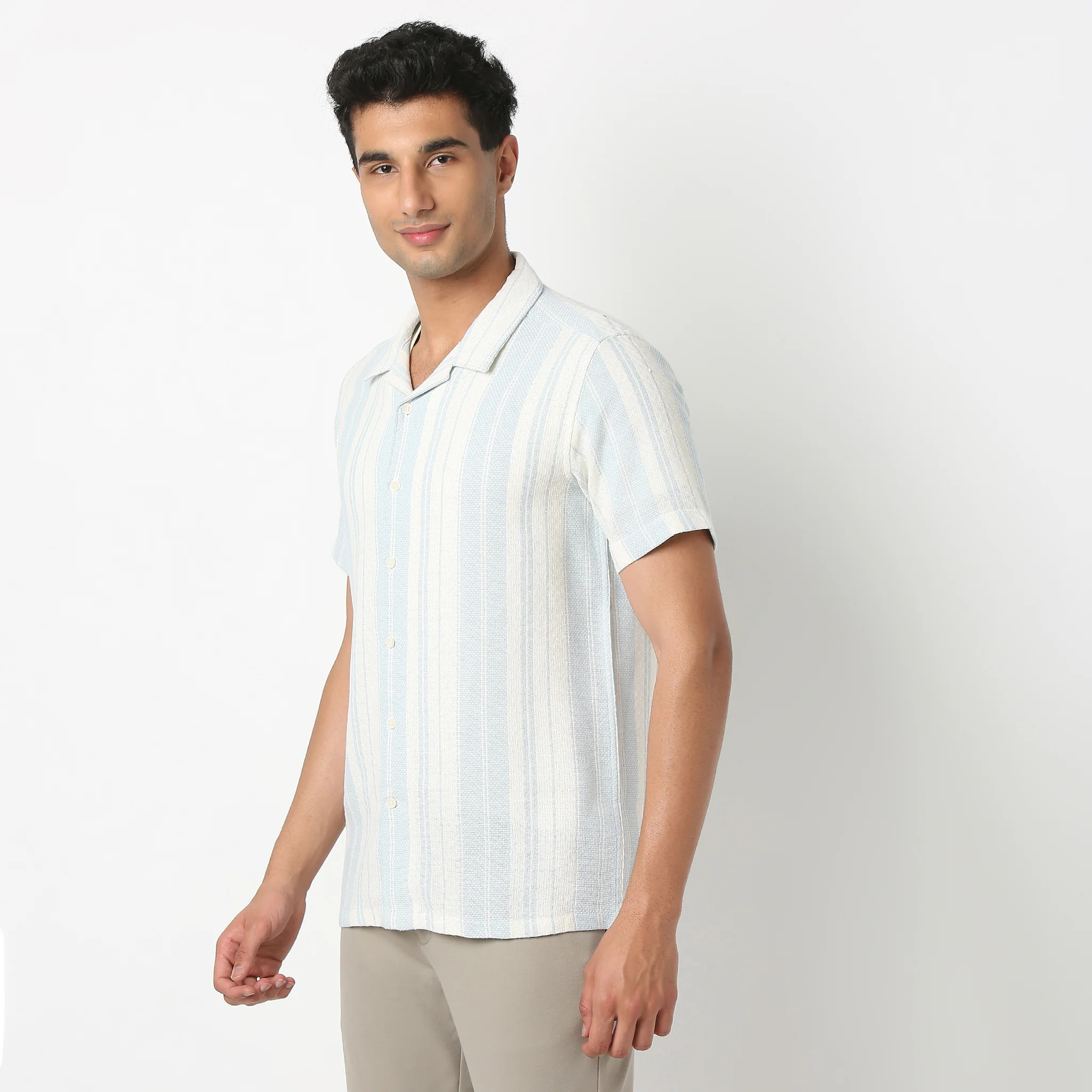 Moodᵉˣ Shirt - Camp Collar Textured Stripes - Image 5