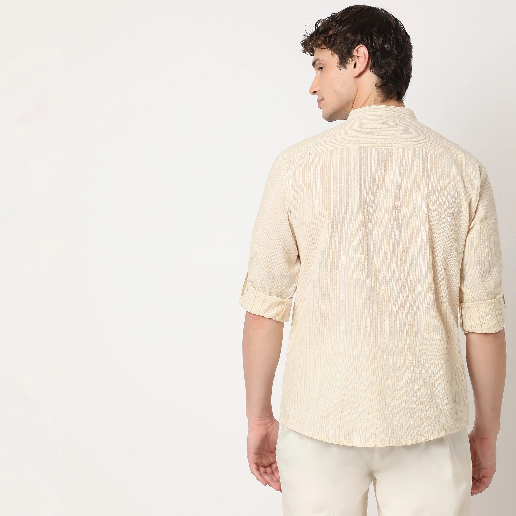 Regular Fit Striped Kurta - Image 3