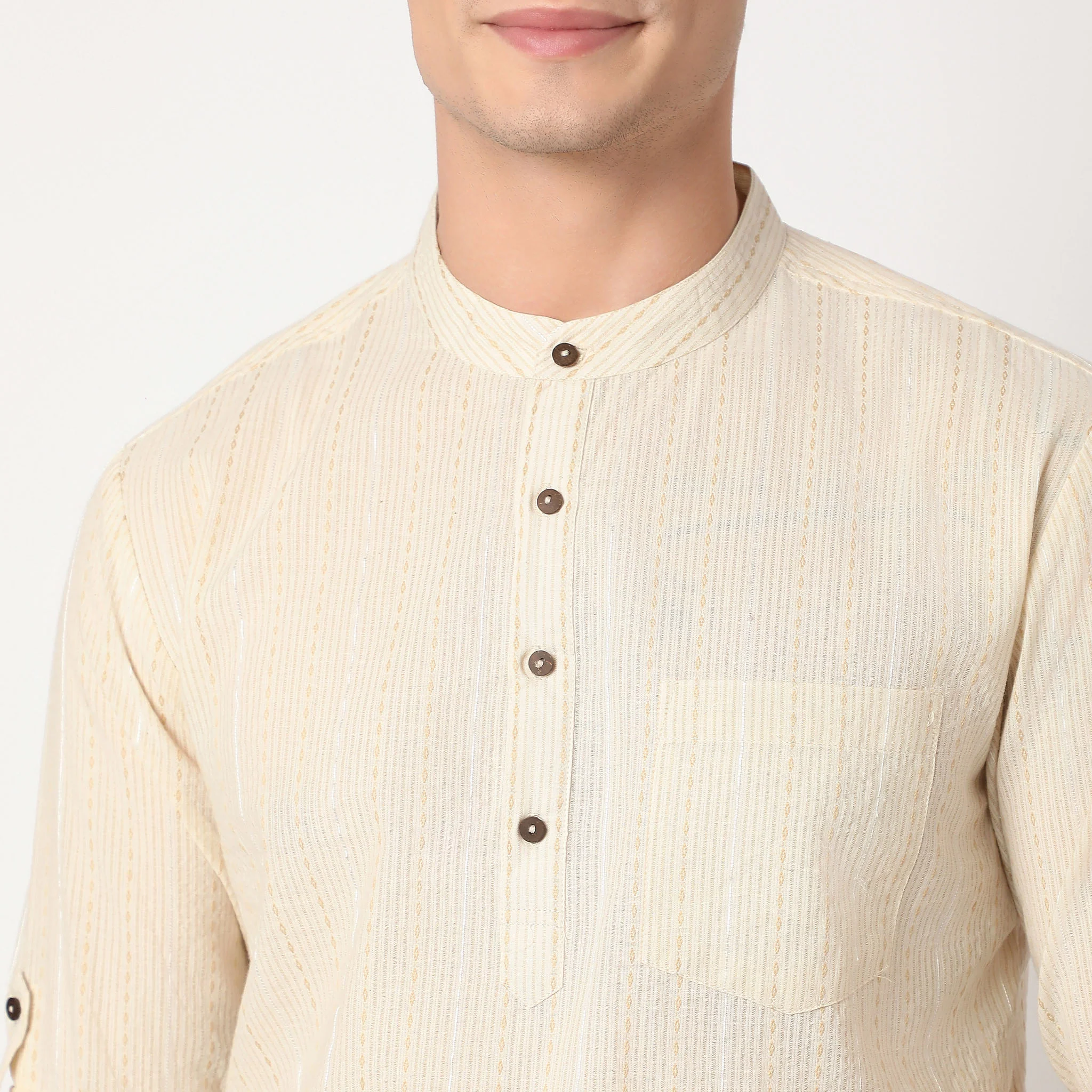 Regular Fit Striped Kurta - Image 4