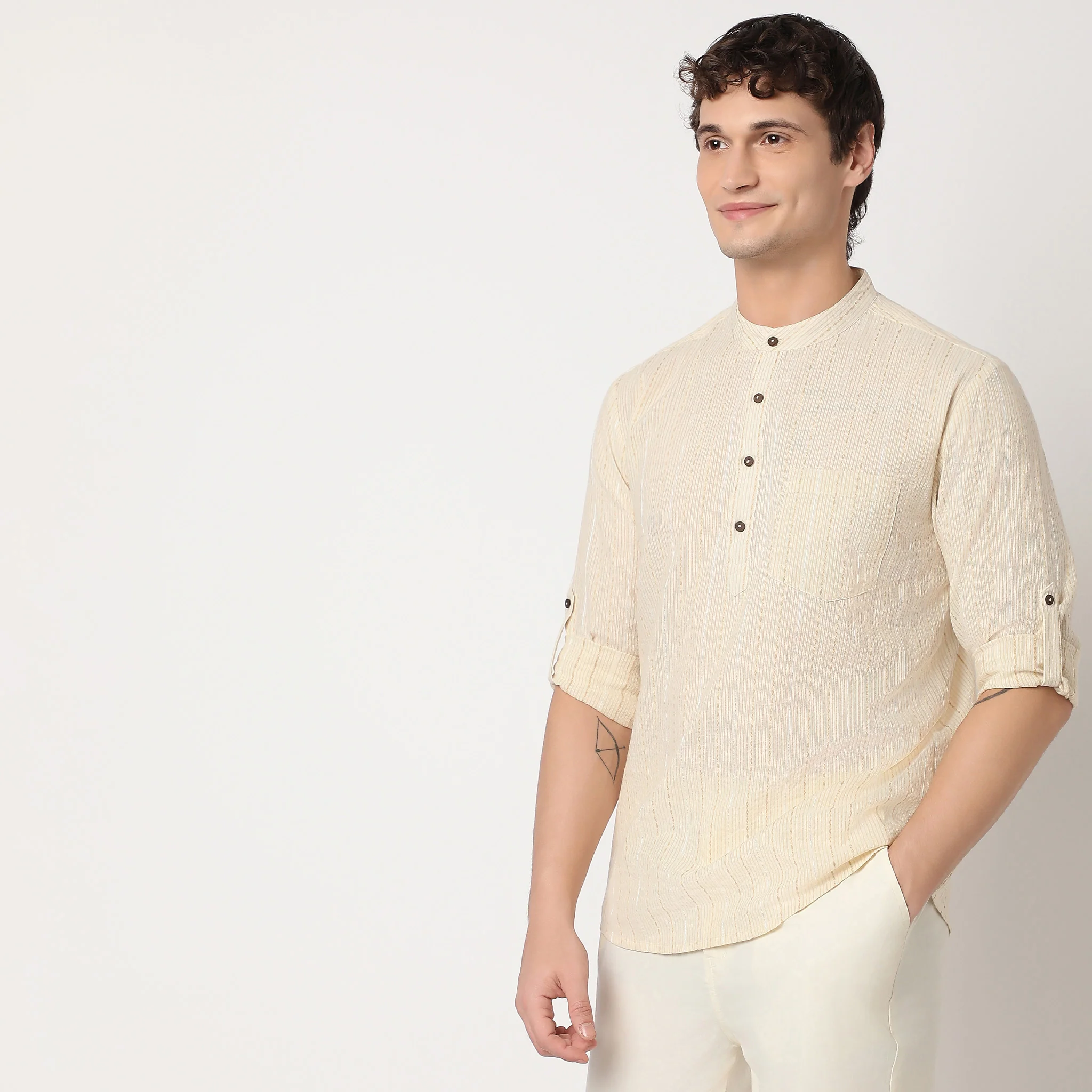 Regular Fit Striped Kurta - Image 5