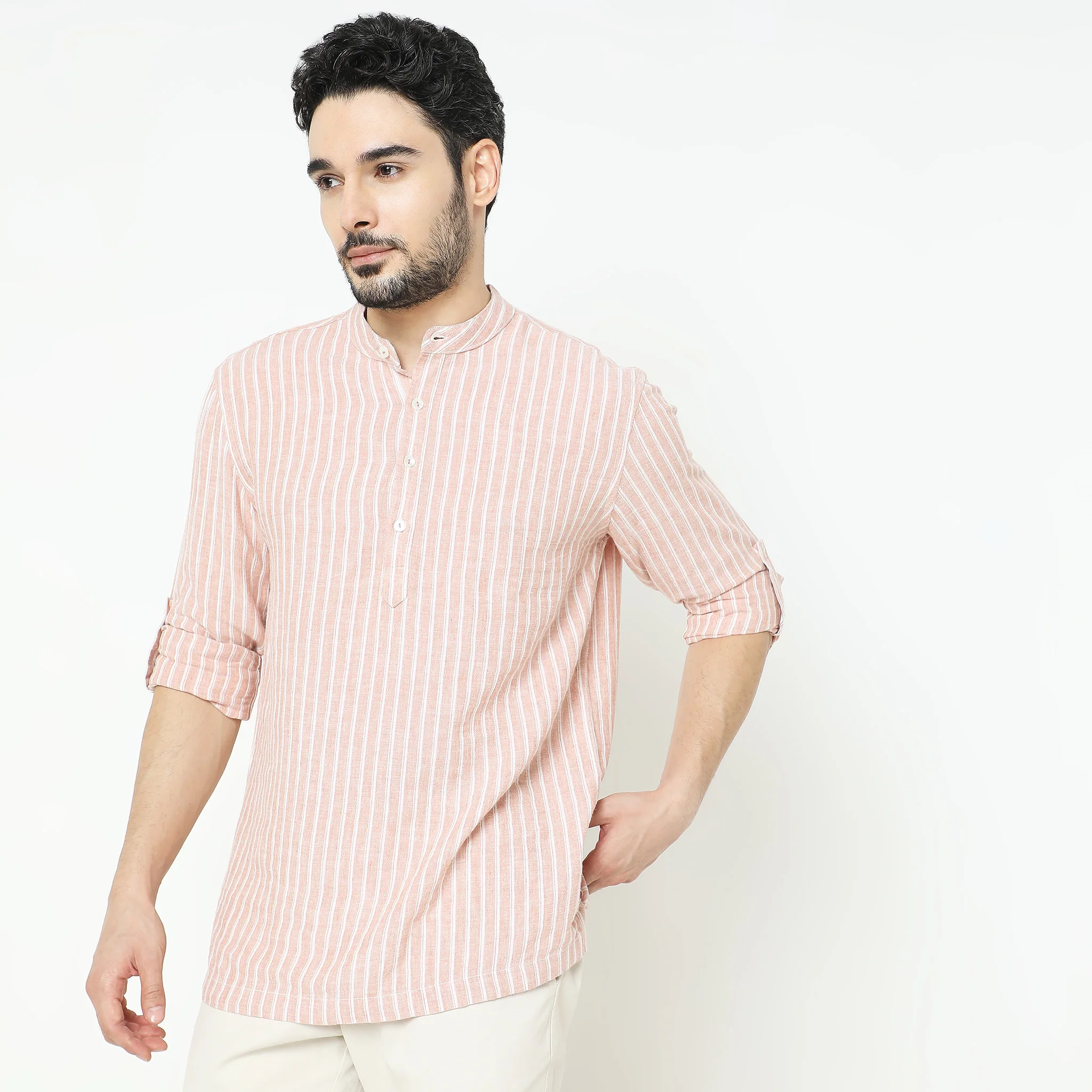 Regular Fit Striped Kurta - Image 10