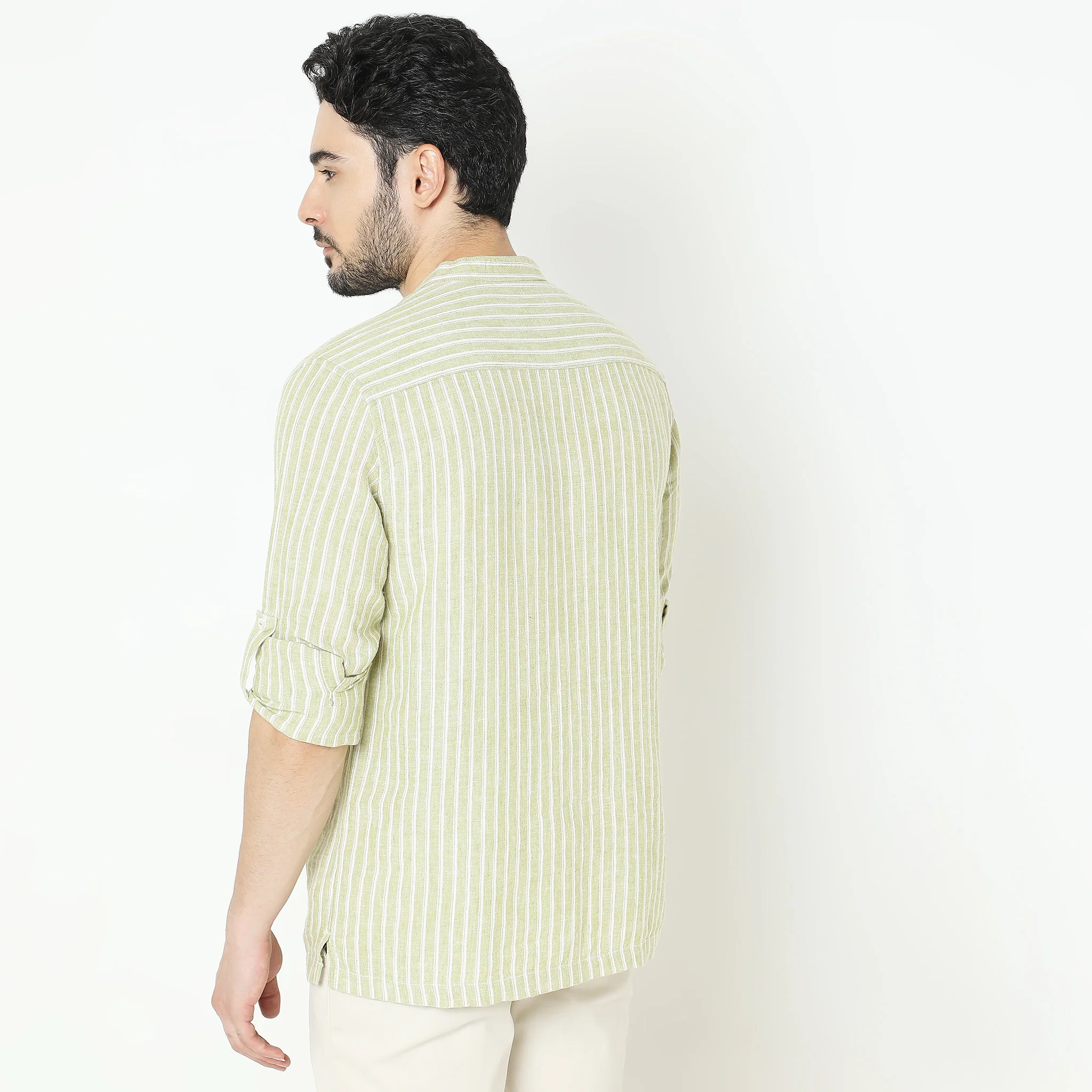 Regular Fit Striped Kurta - Image 3