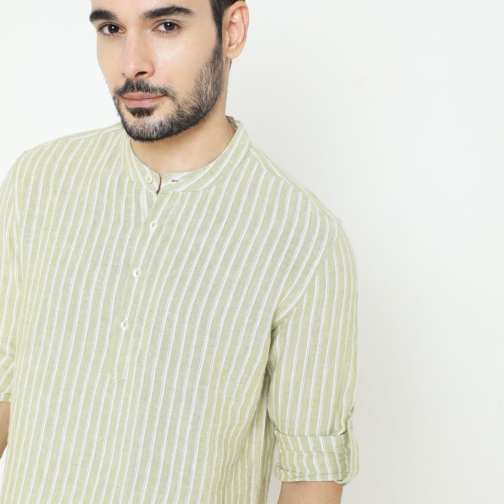 Regular Fit Striped Kurta - Image 4