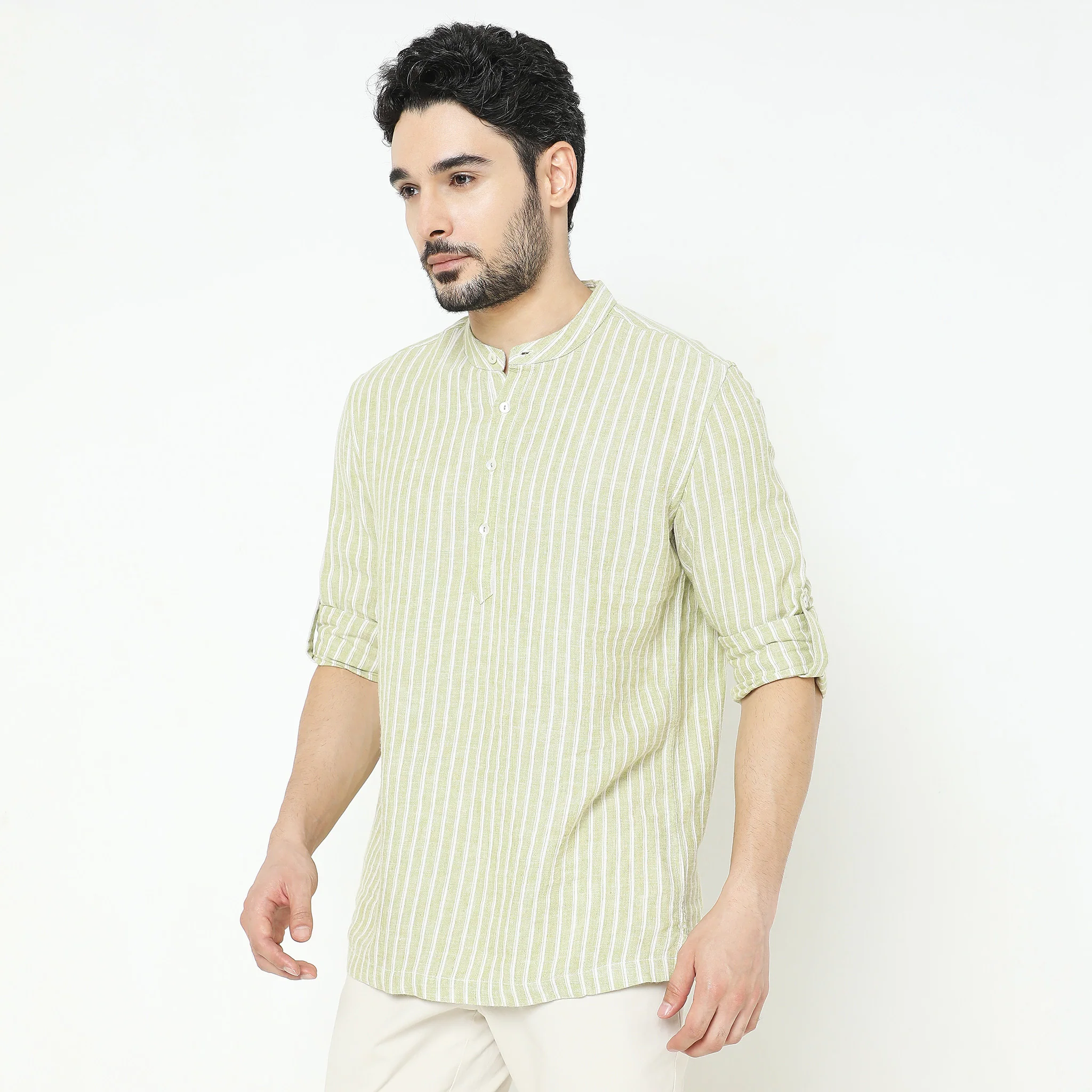 Regular Fit Striped Kurta - Image 5
