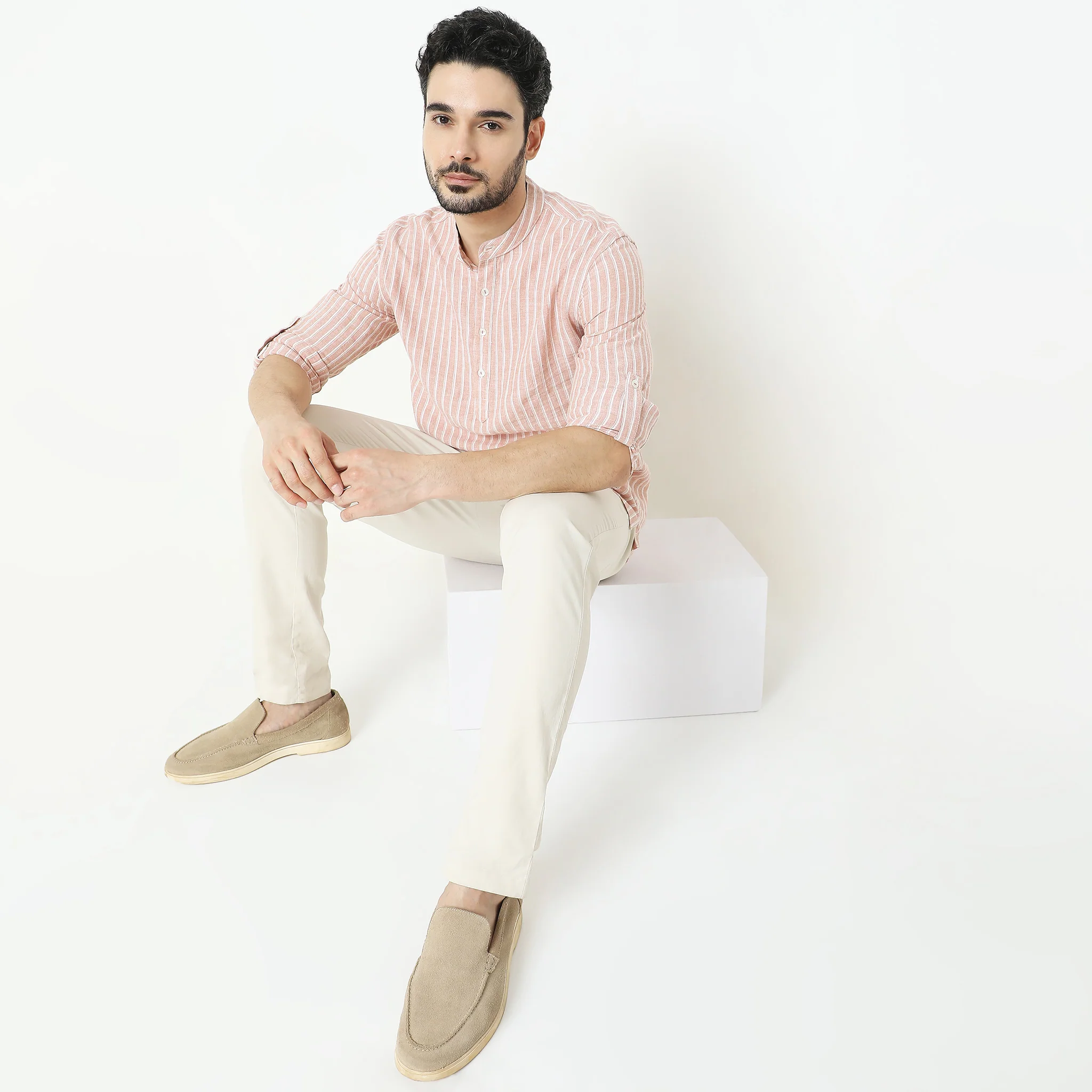 Regular Fit Striped Kurta - Image 6