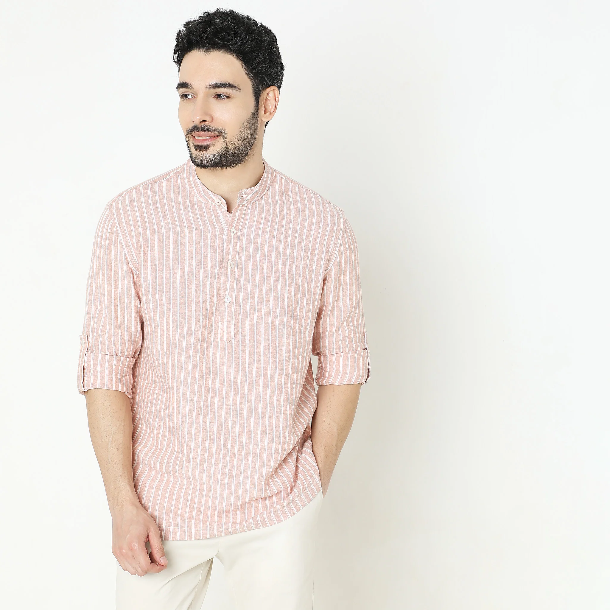 Regular Fit Striped Kurta - Image 7