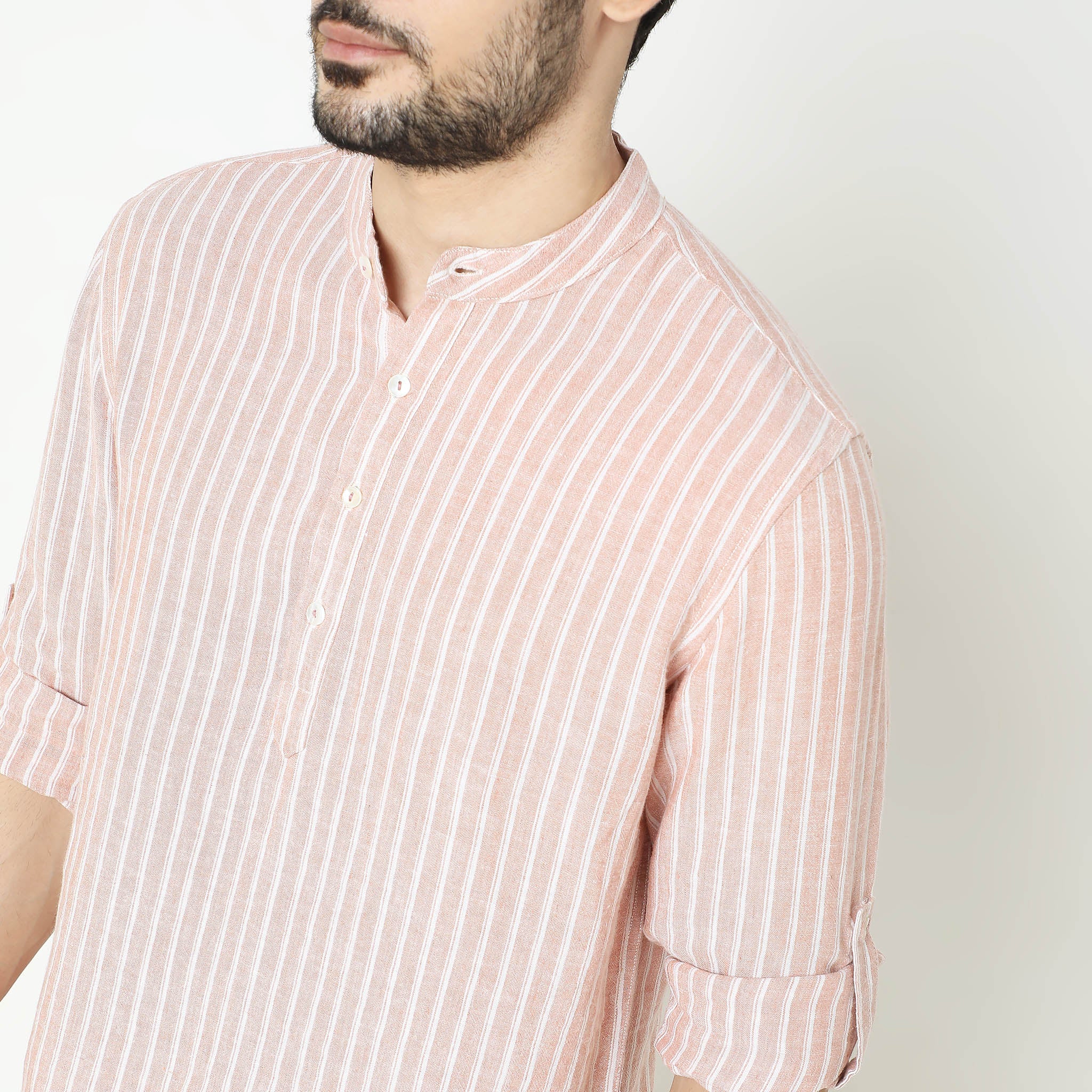 Regular Fit Striped Kurta - Image 9