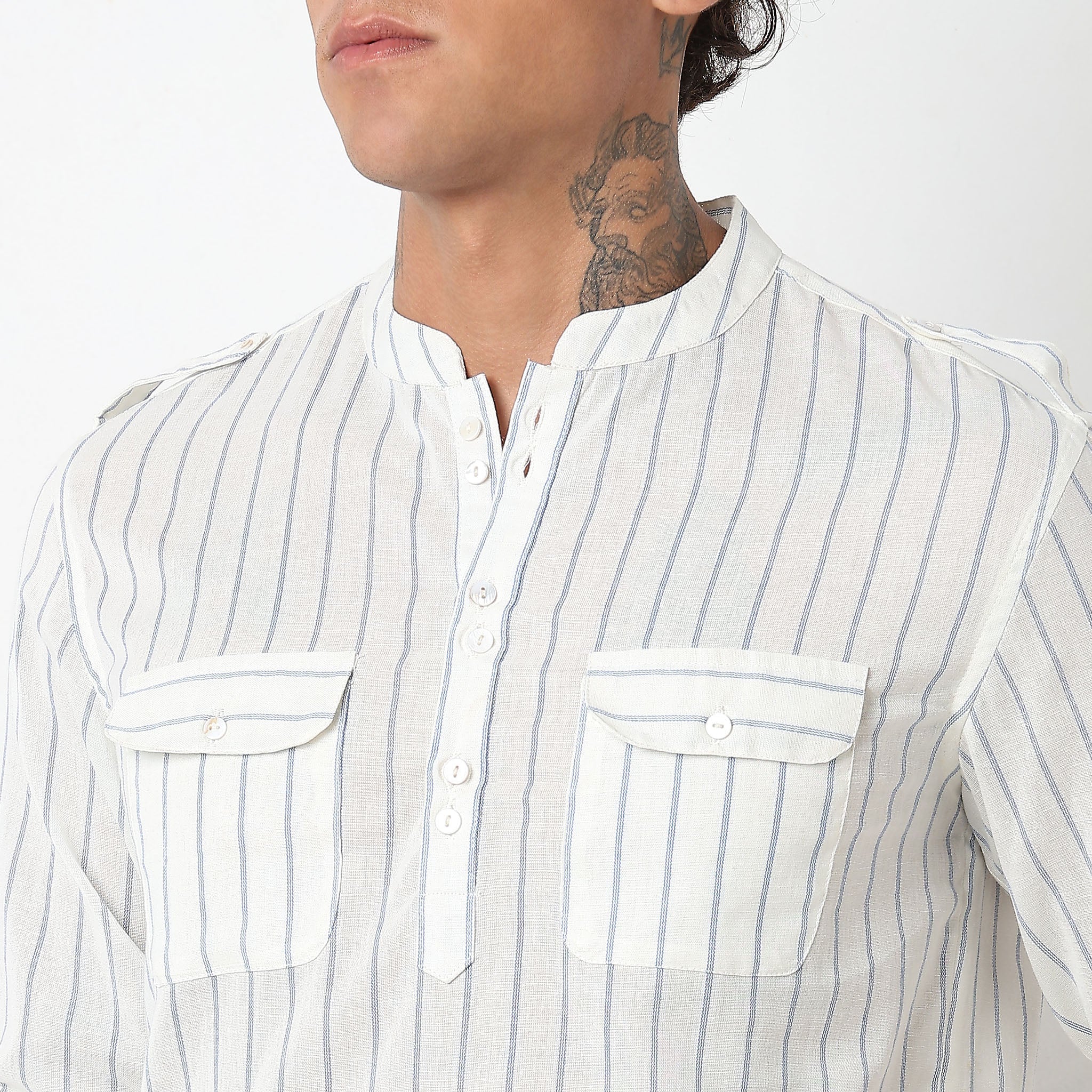 Regular Fit Striped Kurta - Image 4