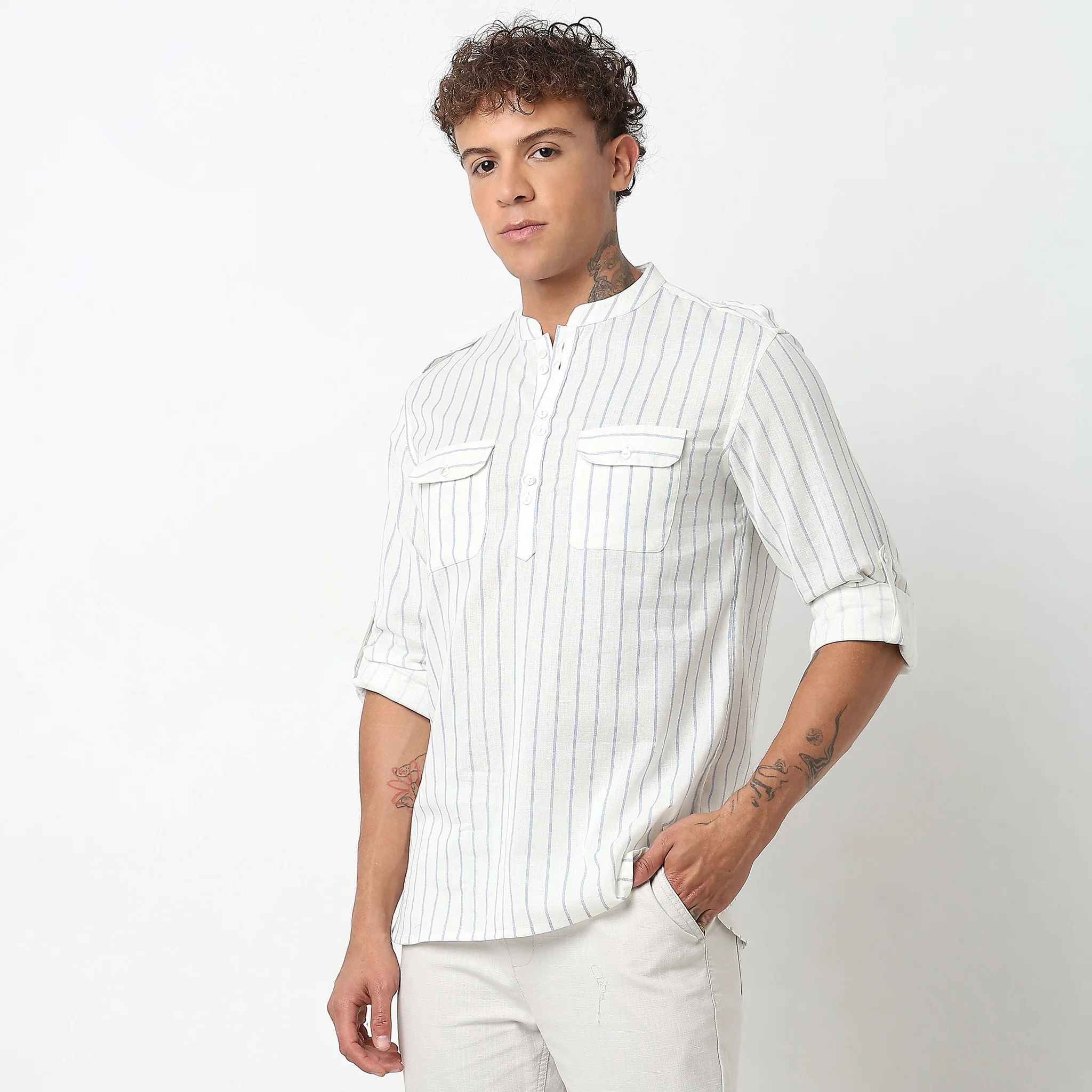 Regular Fit Striped Kurta - Image 5