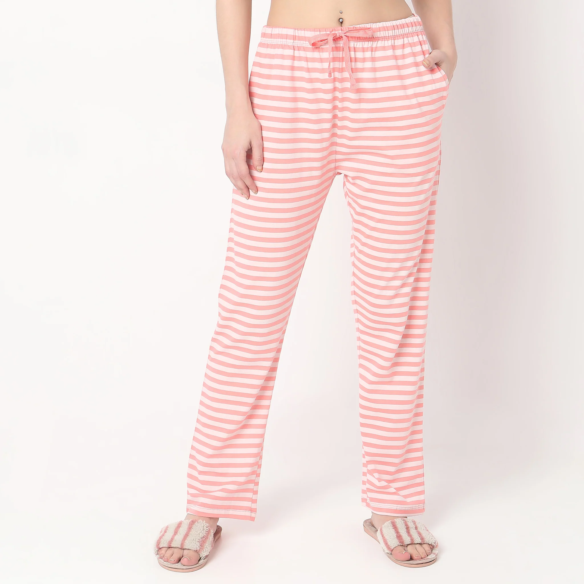 Knitted Striped Mid Rise Lounge Pyjamas - Image 2