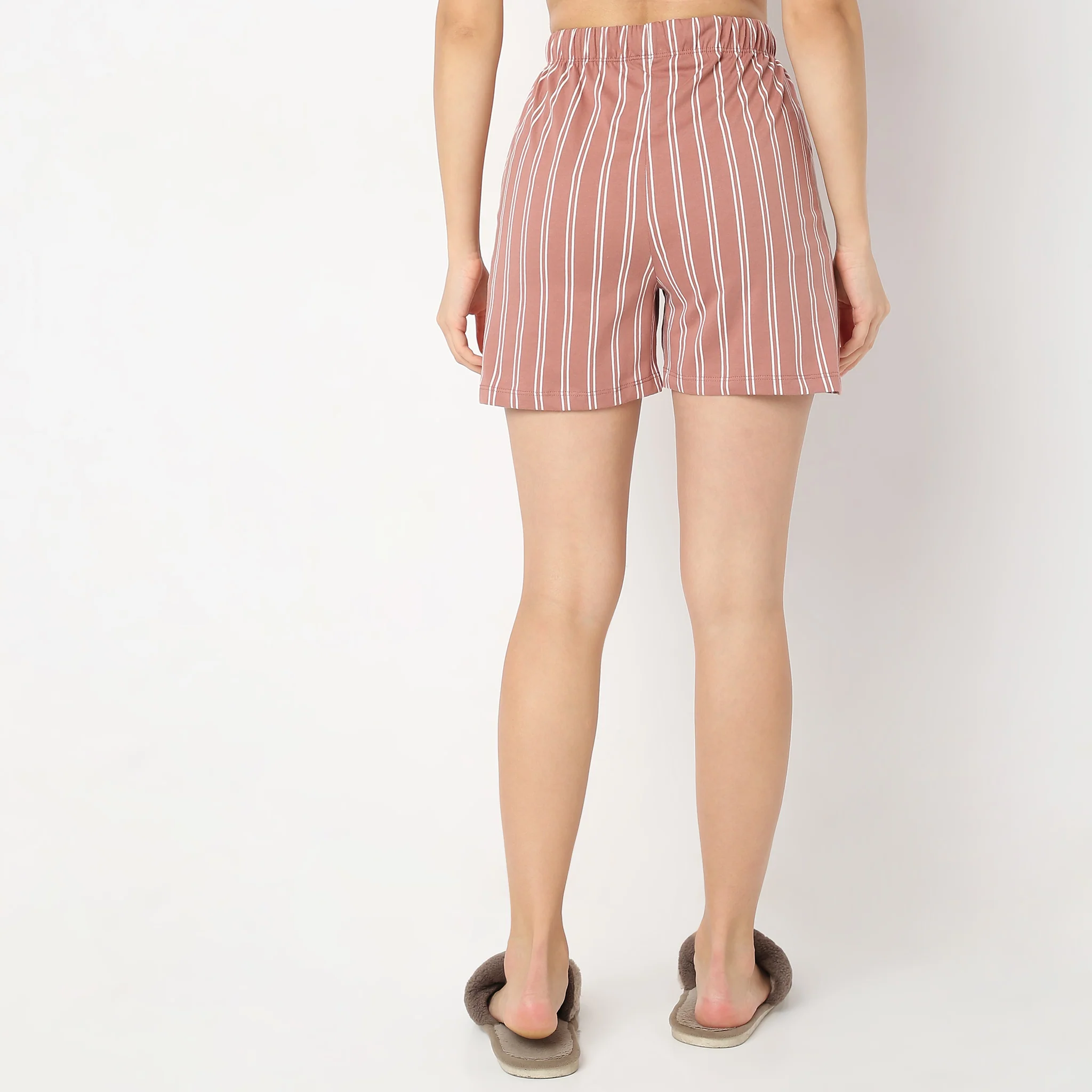 Striped Straight Core Mid Rise Lounge Shorts - Image 3
