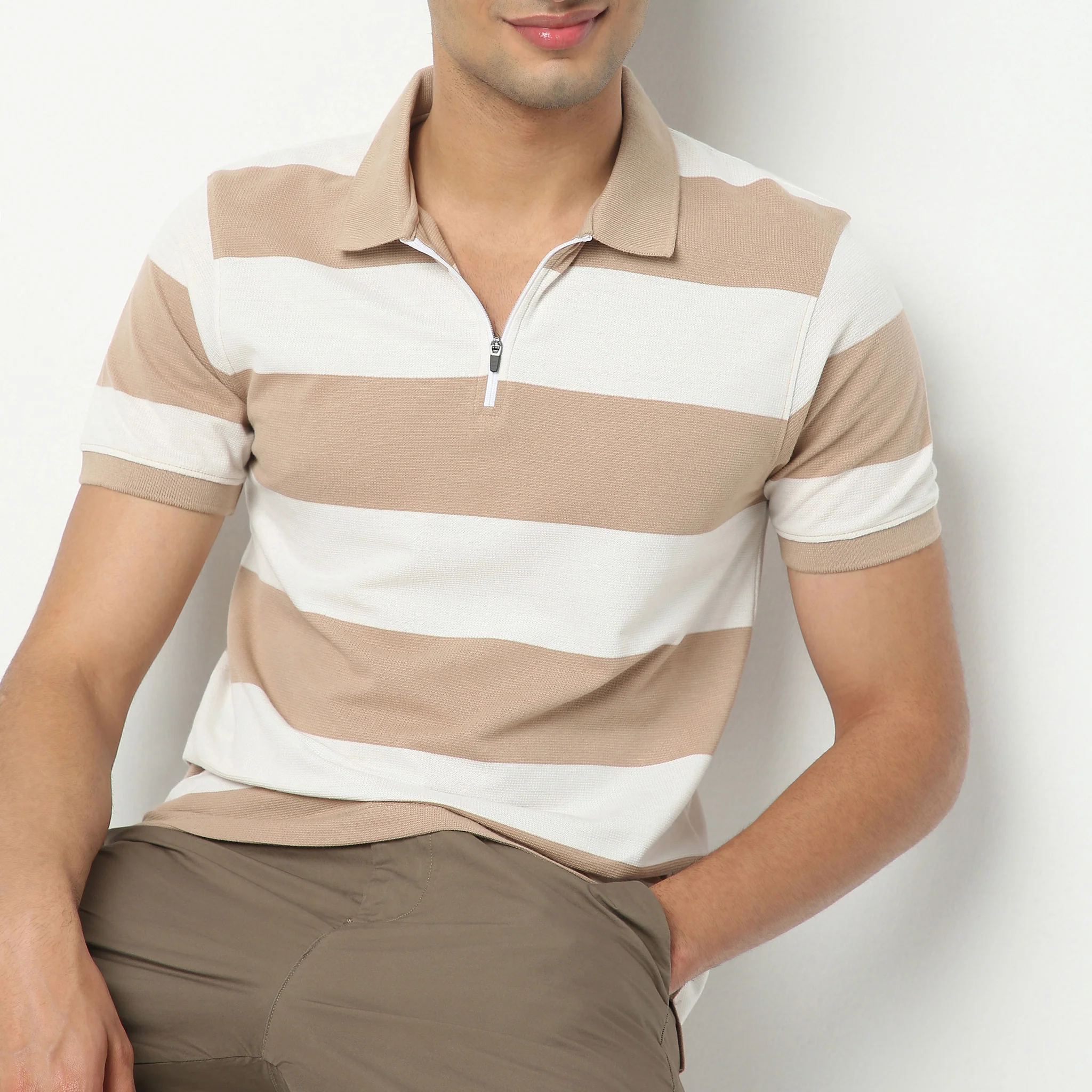 Madison Polo Neck Striped T-Shirt - Image 5