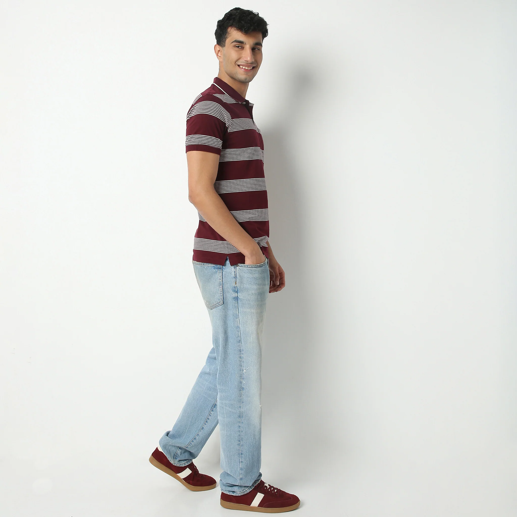 Madison Polo Neck Striped T-Shirt