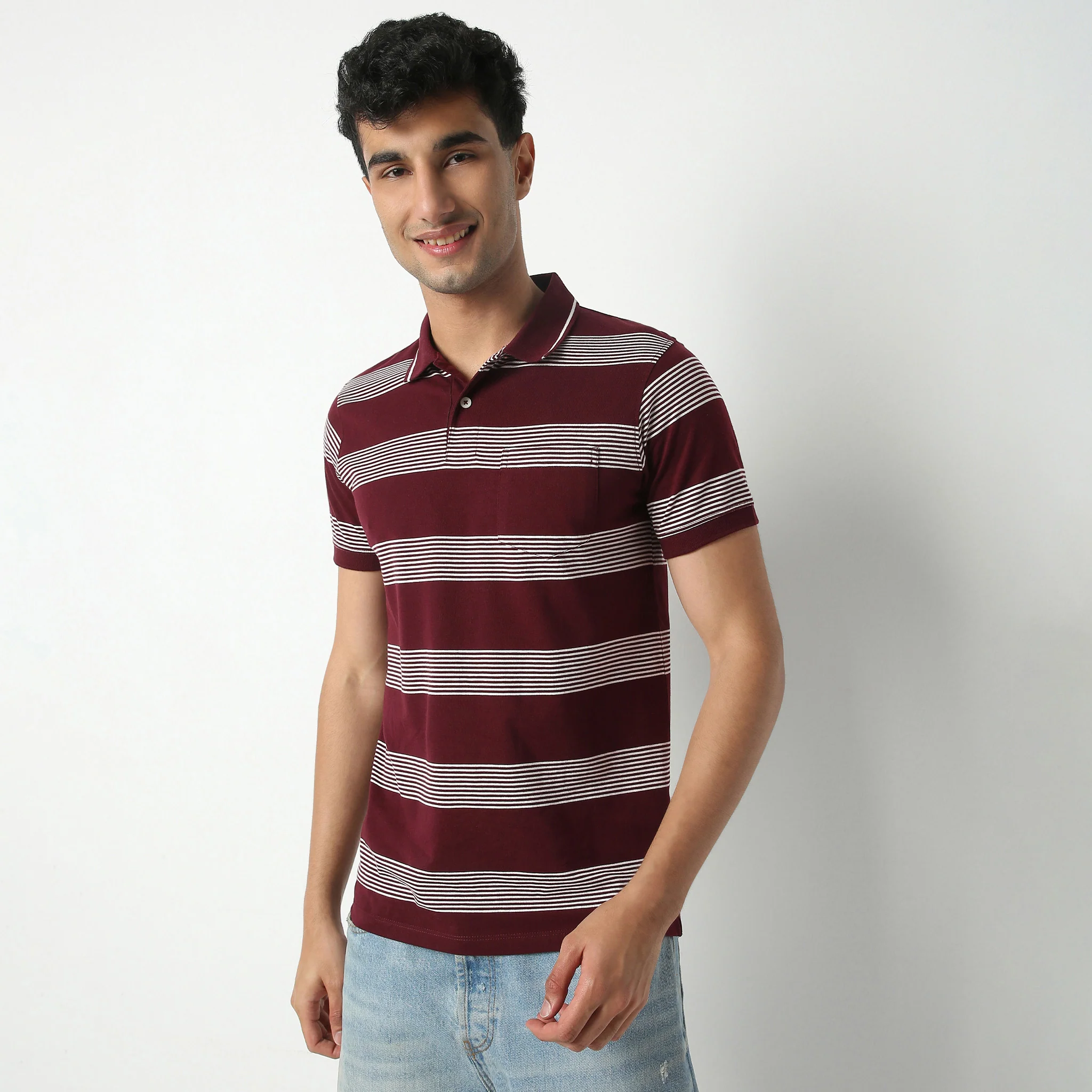 Madison Polo Neck Striped T-Shirt - Image 2