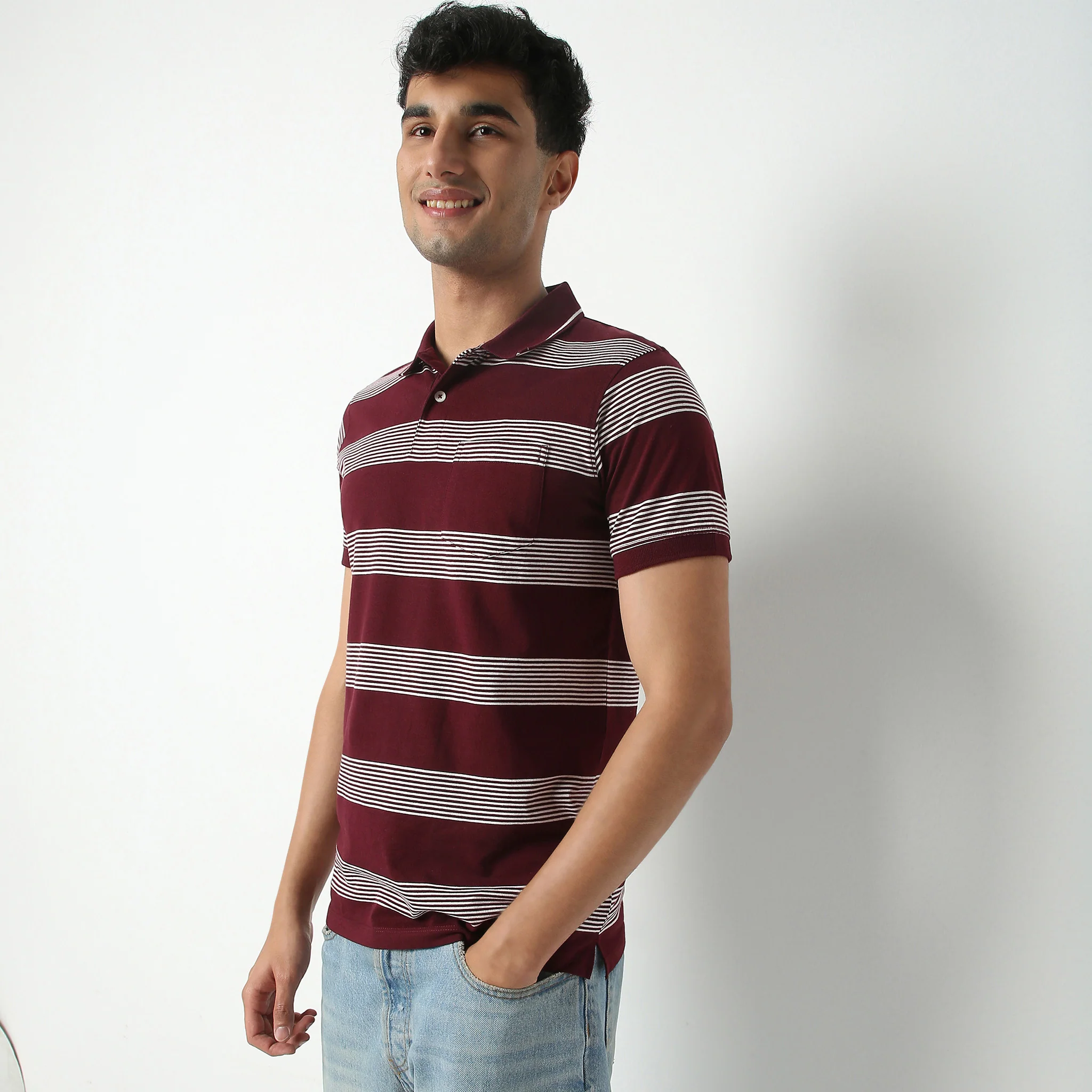 Madison Polo Neck Striped T-Shirt - Image 4