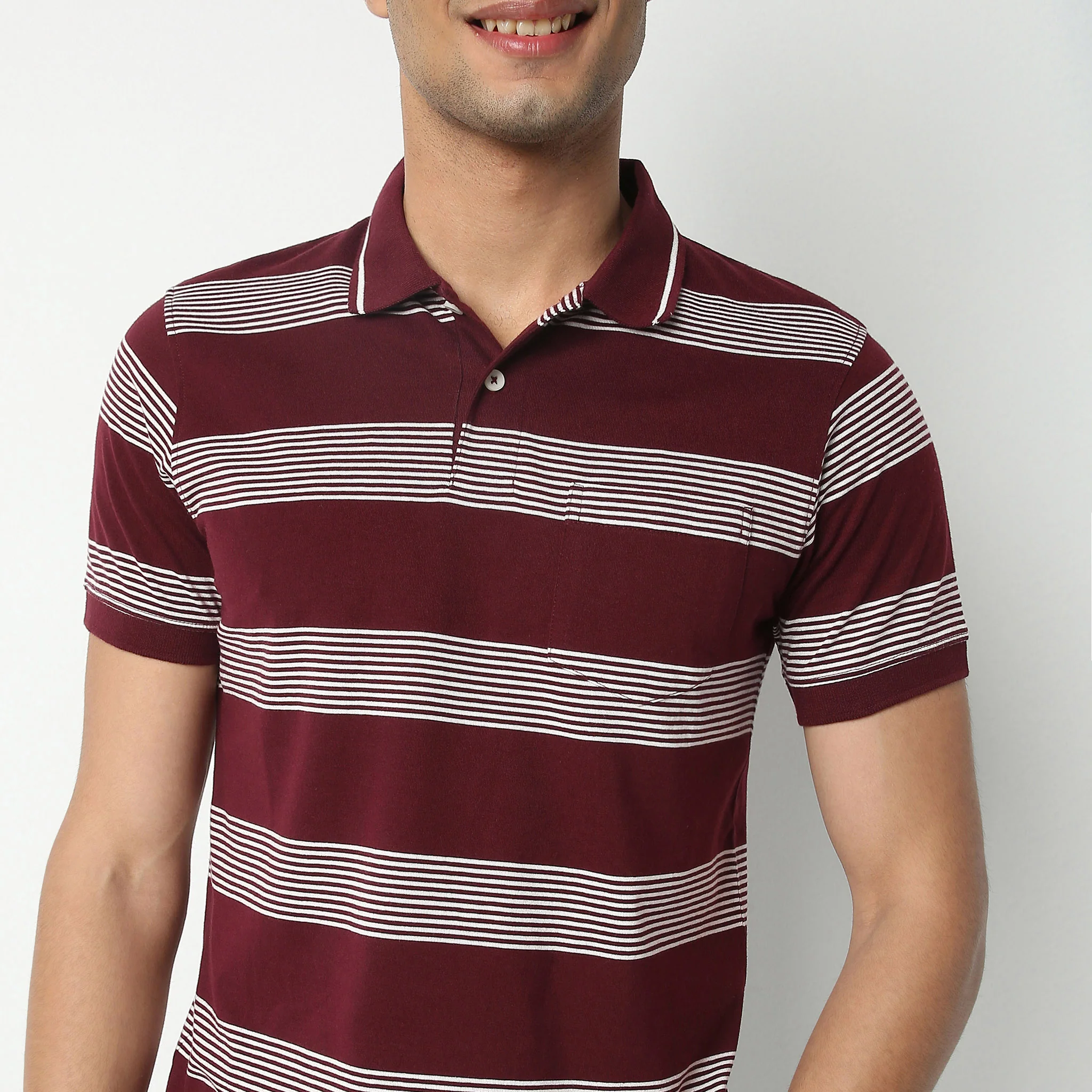Madison Polo Neck Striped T-Shirt - Image 5