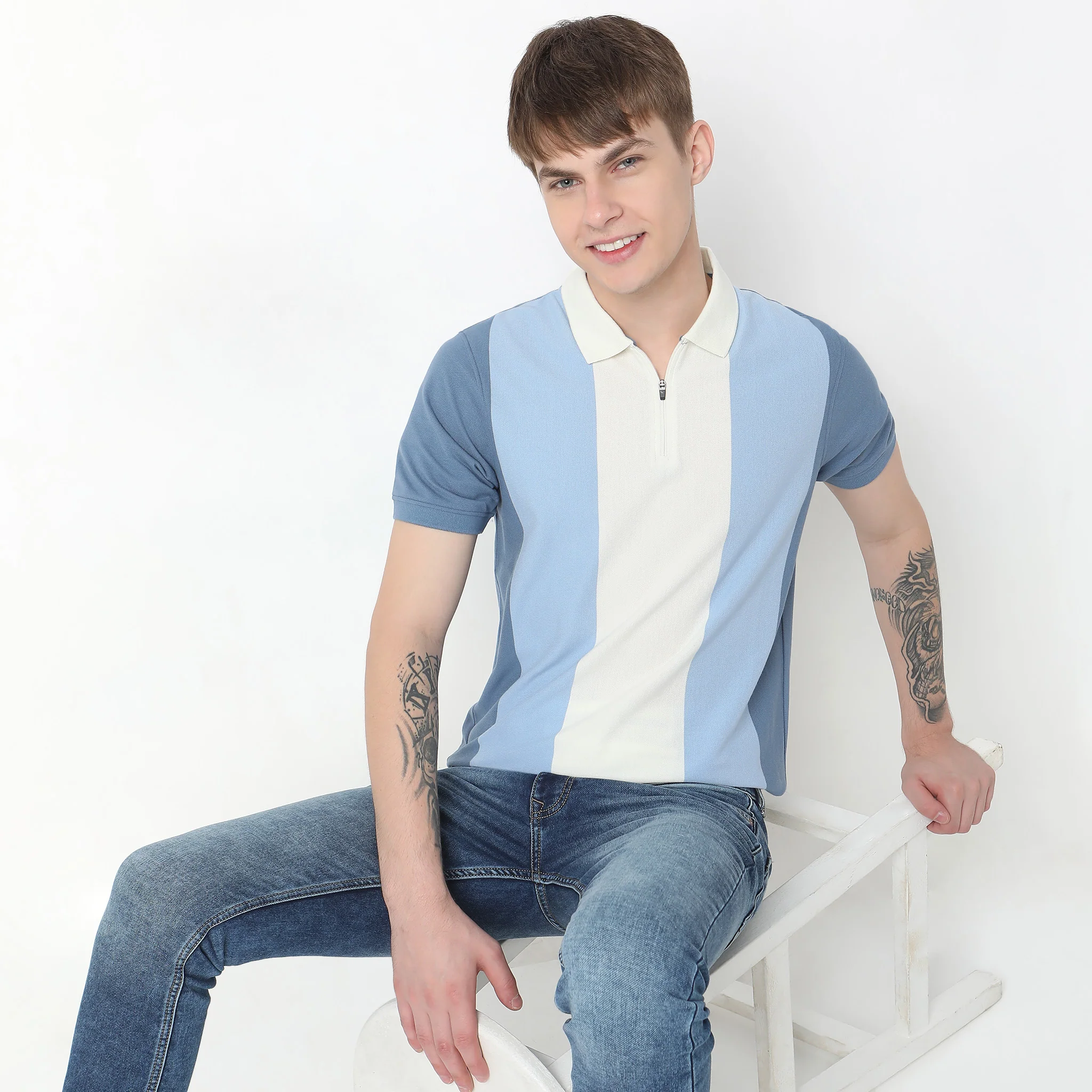 Regular Fit Striped Polo T-Shirt - Image 2