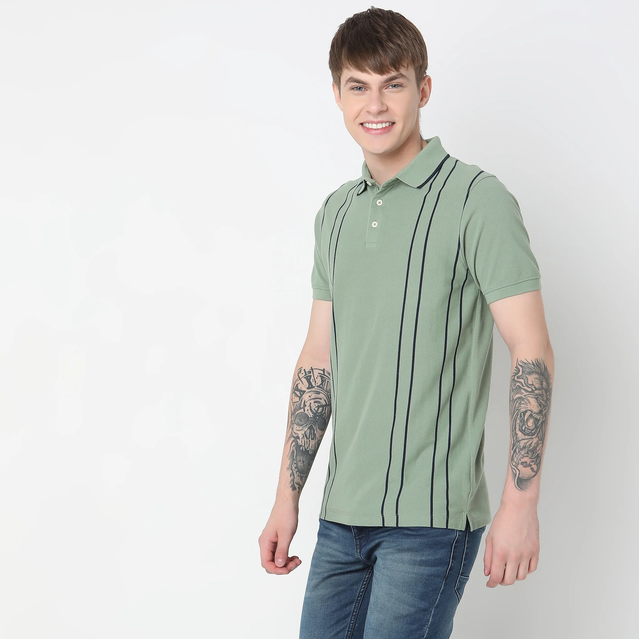 Regular Fit Striped Polo T-Shirt - Image 2