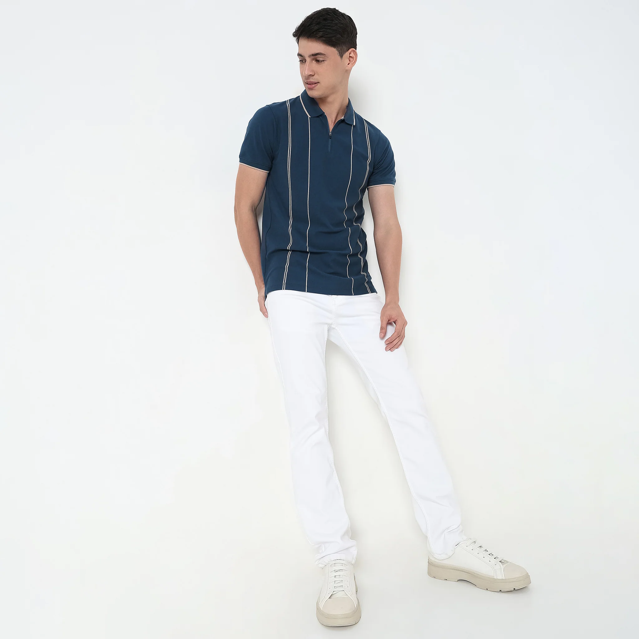 Regular Fit Striped Polo T-Shirt