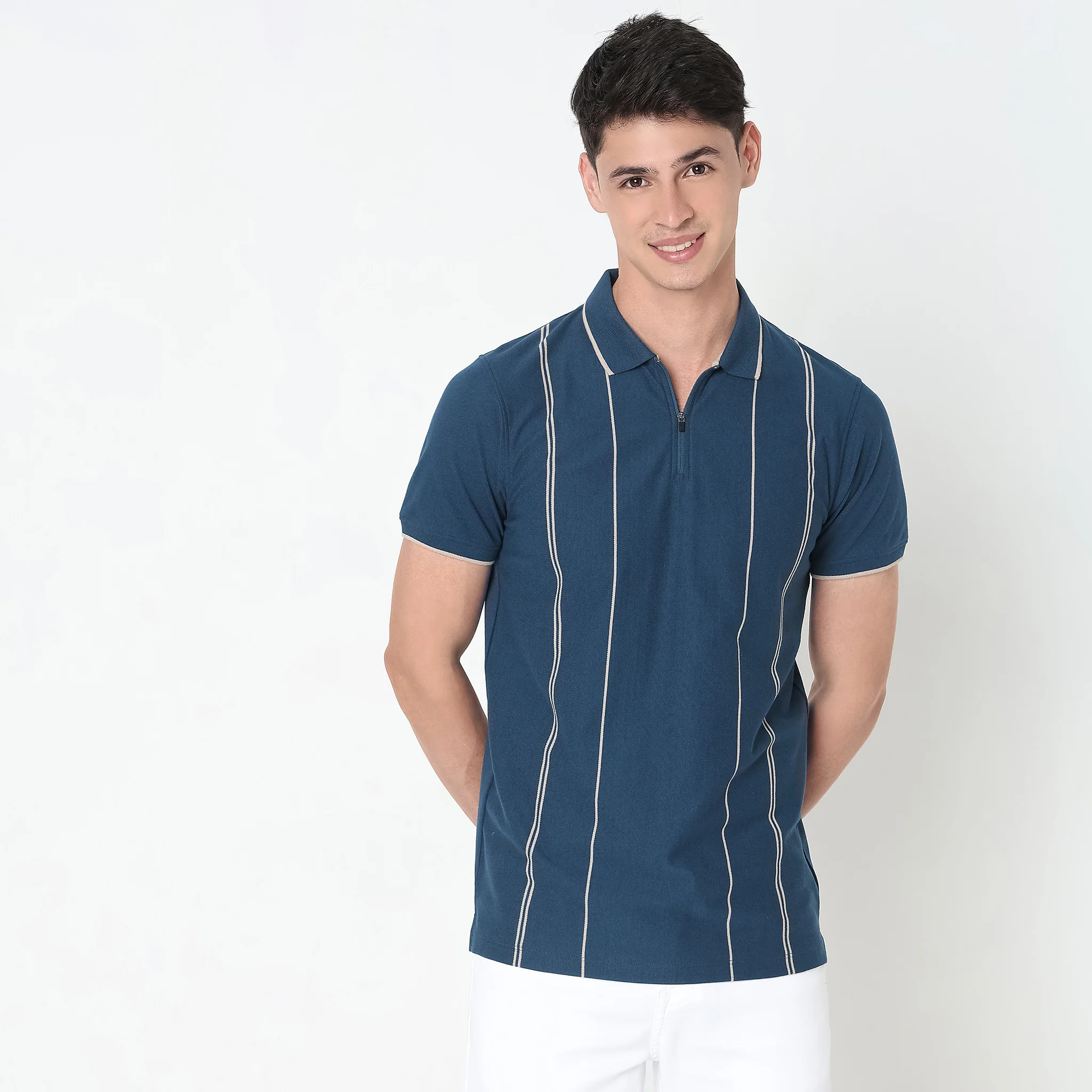 Regular Fit Striped Polo T-Shirt - Image 2