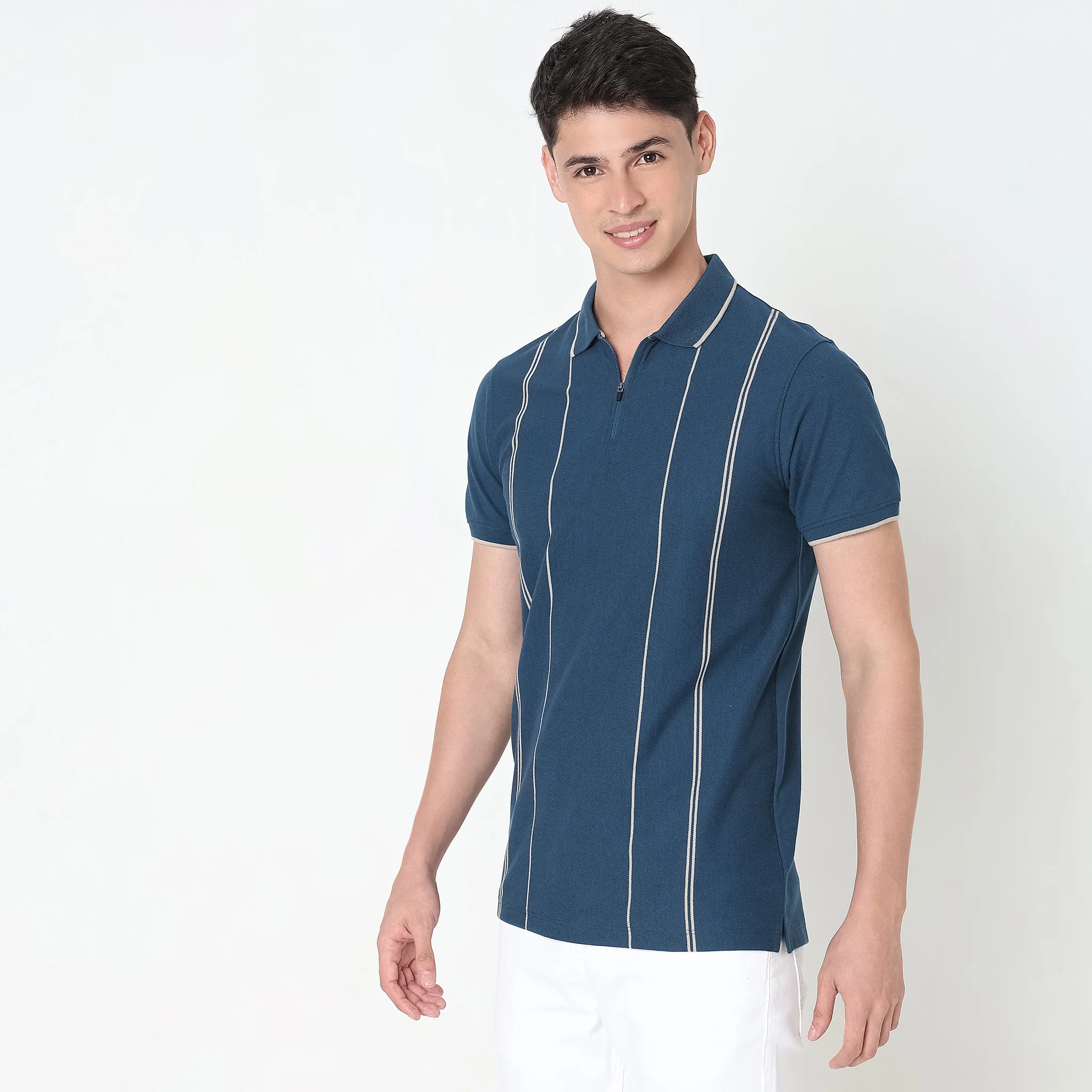 Regular Fit Striped Polo T-Shirt - Image 5