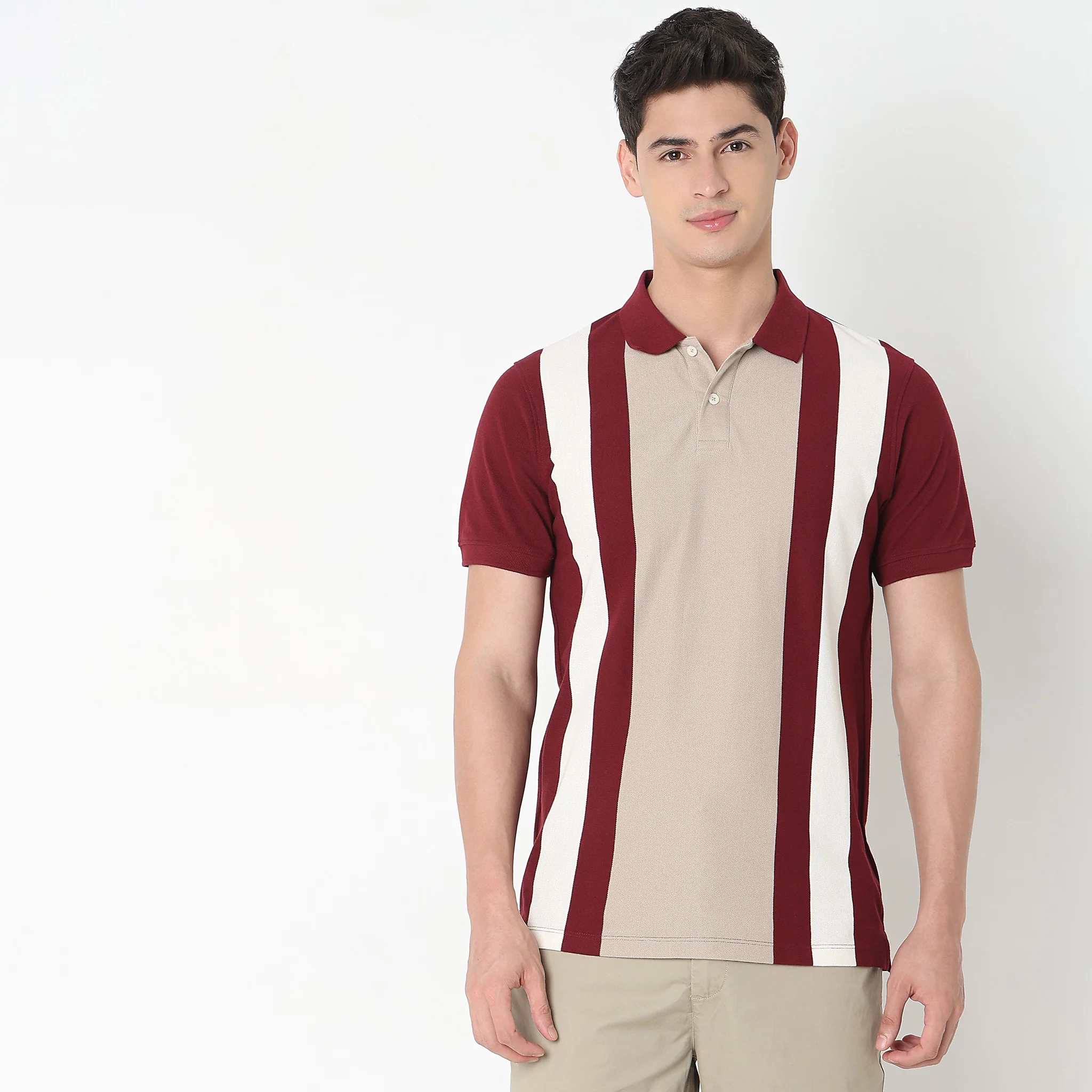 Regular Fit Striped Polo T-Shirt - Image 2
