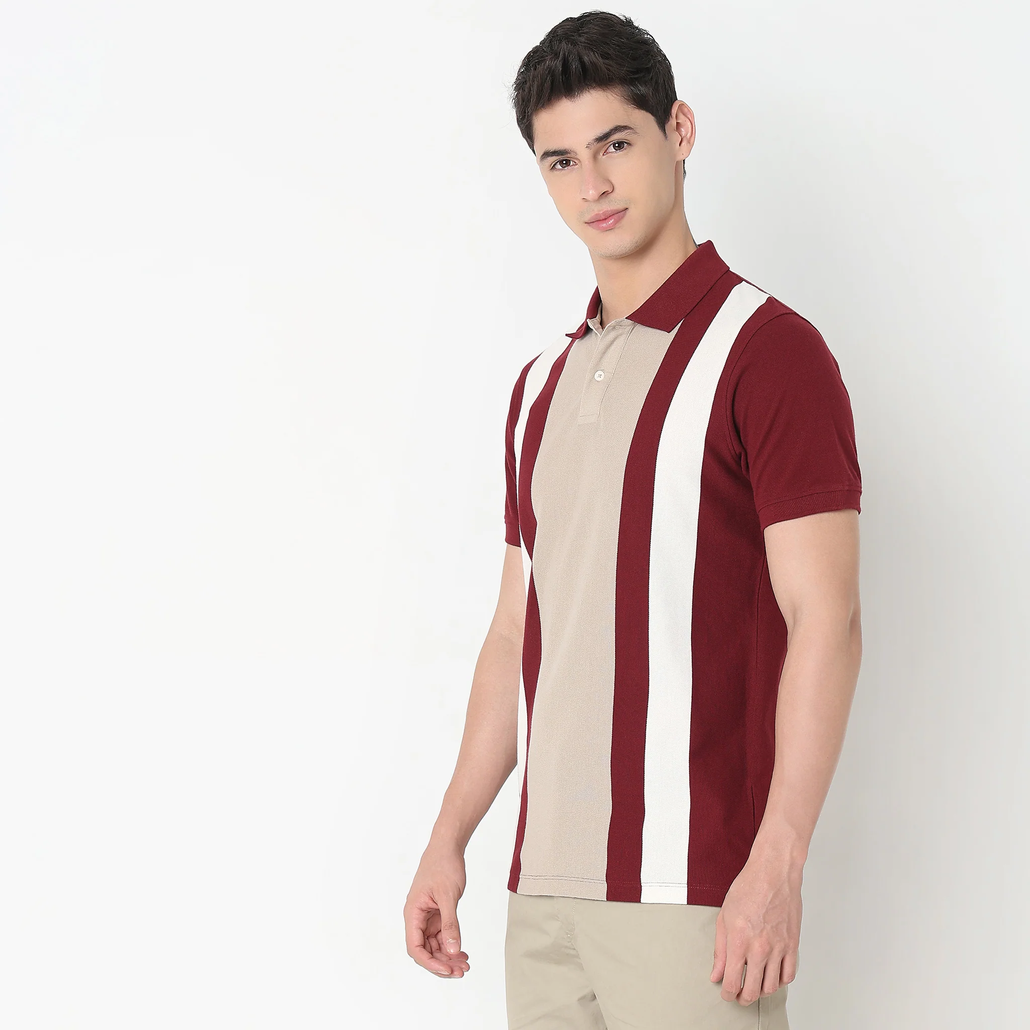Regular Fit Striped Polo T-Shirt - Image 5