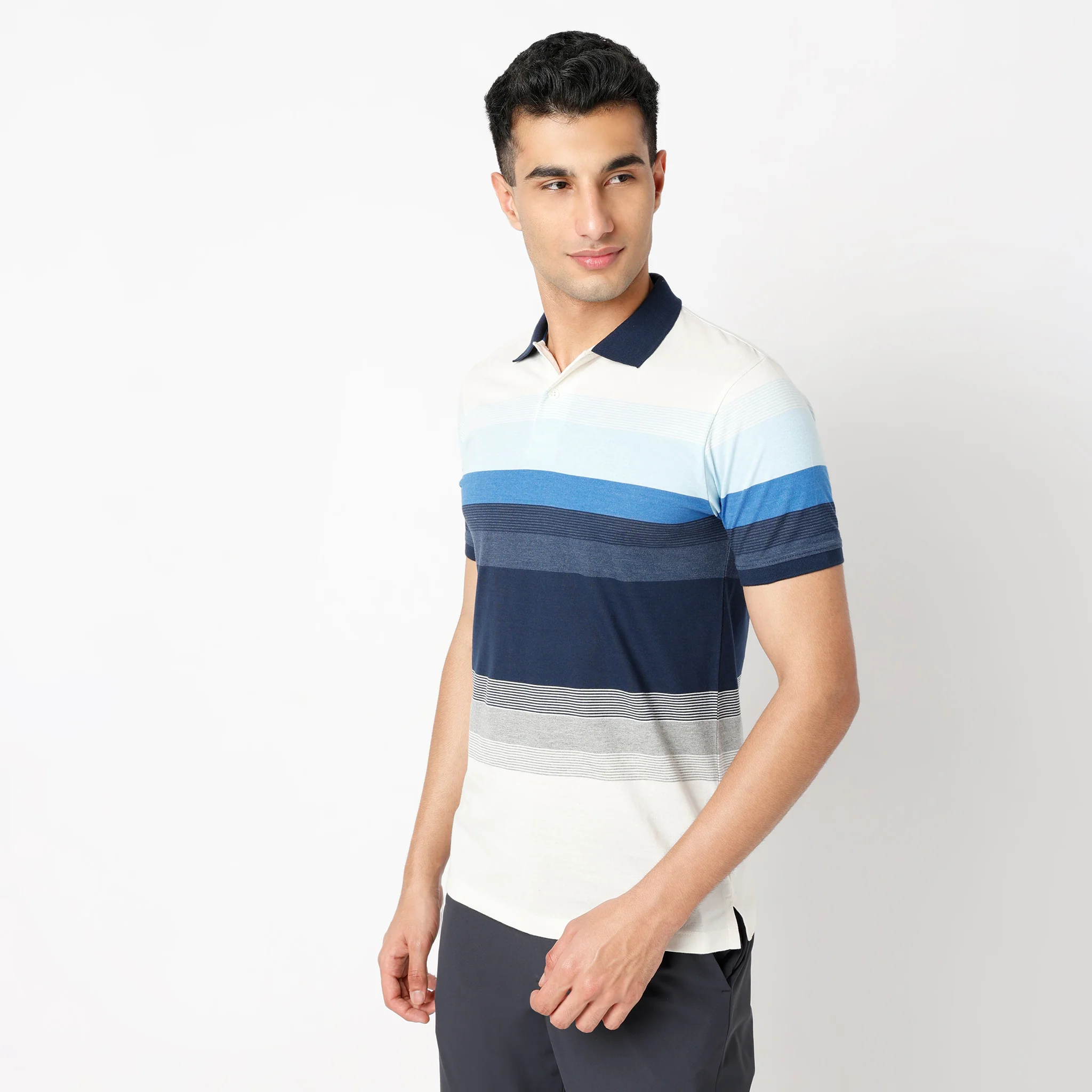 Striped Half Sleeve Weekend Polo T-Shirt - Image 4