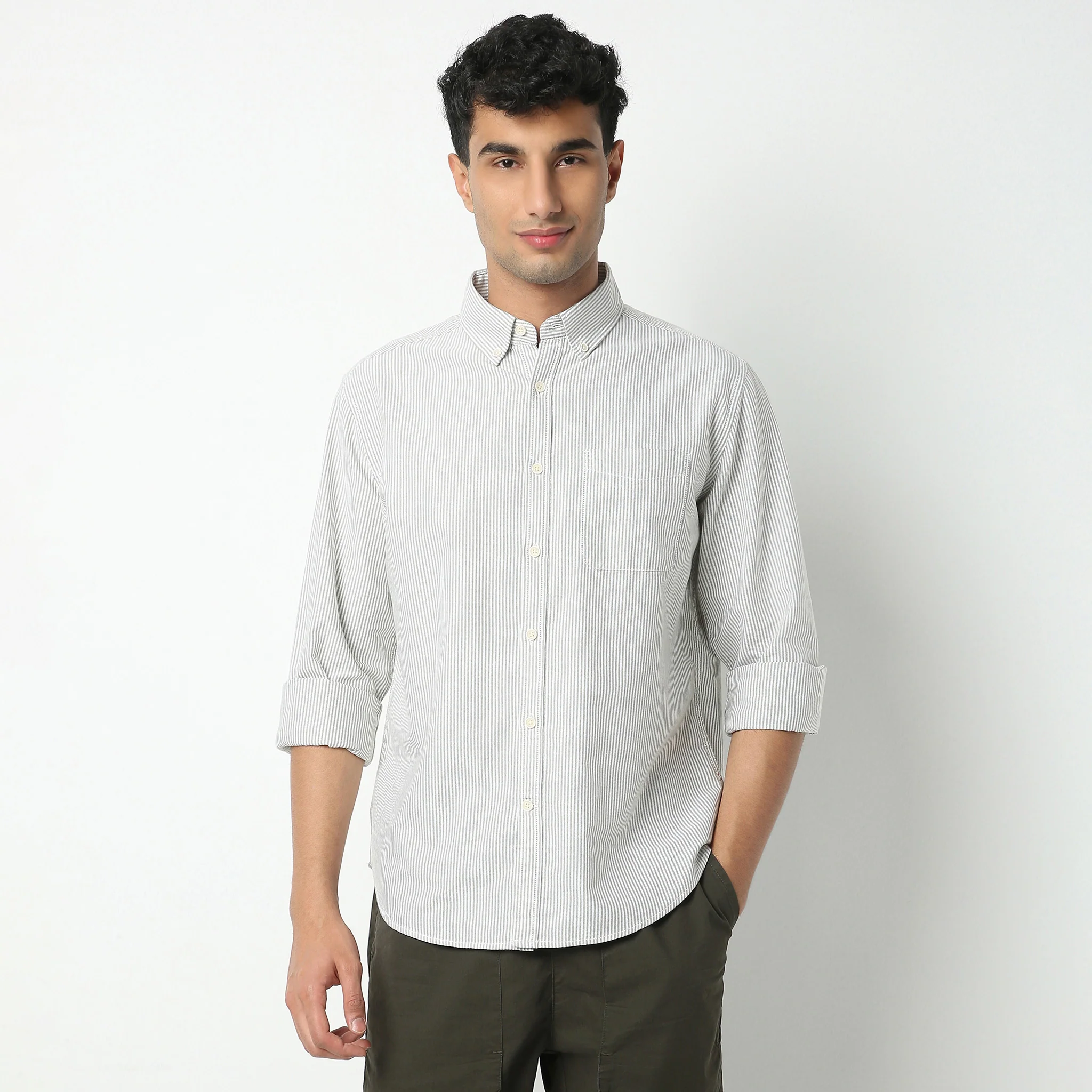 Striped Full Sleeve Derby Shirt - Image 7