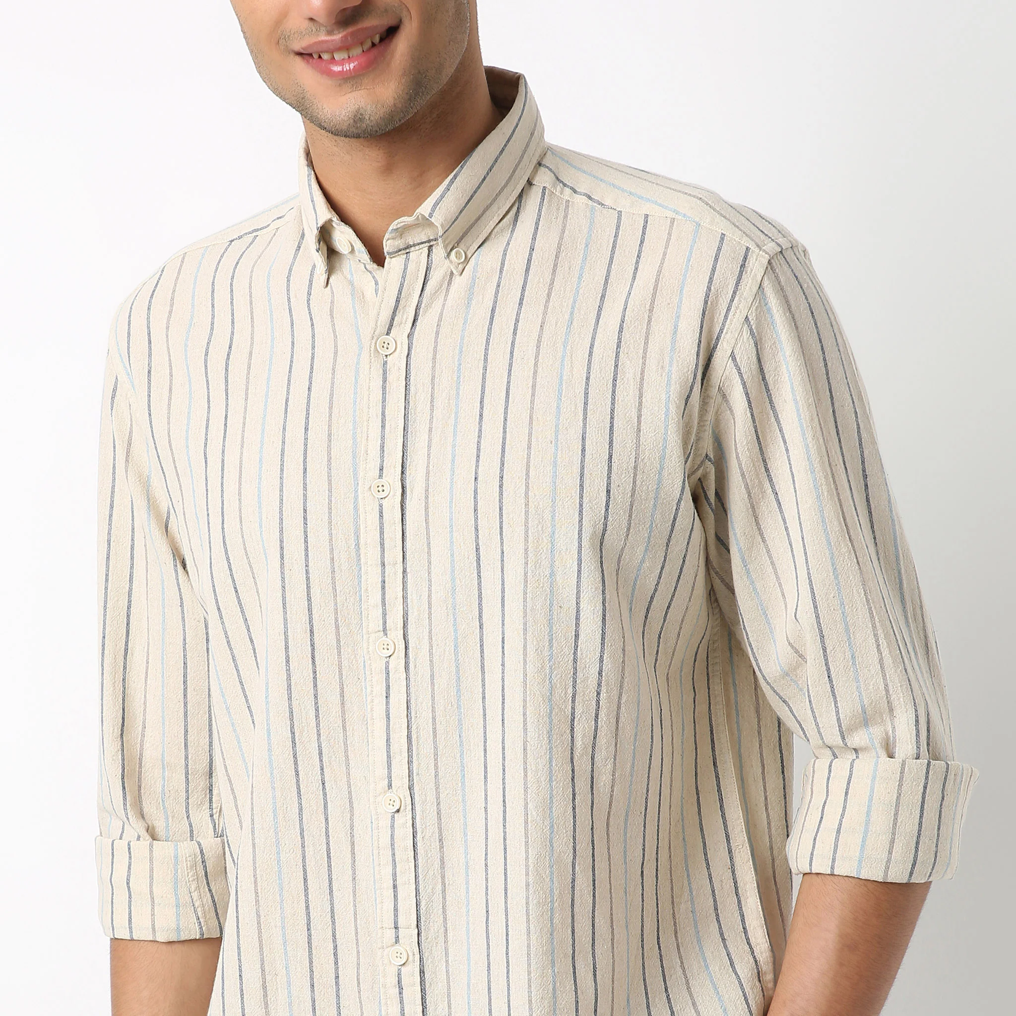 Shirt Collar Full Sleeve Striped Yarn Dyed Shirt - Image 4