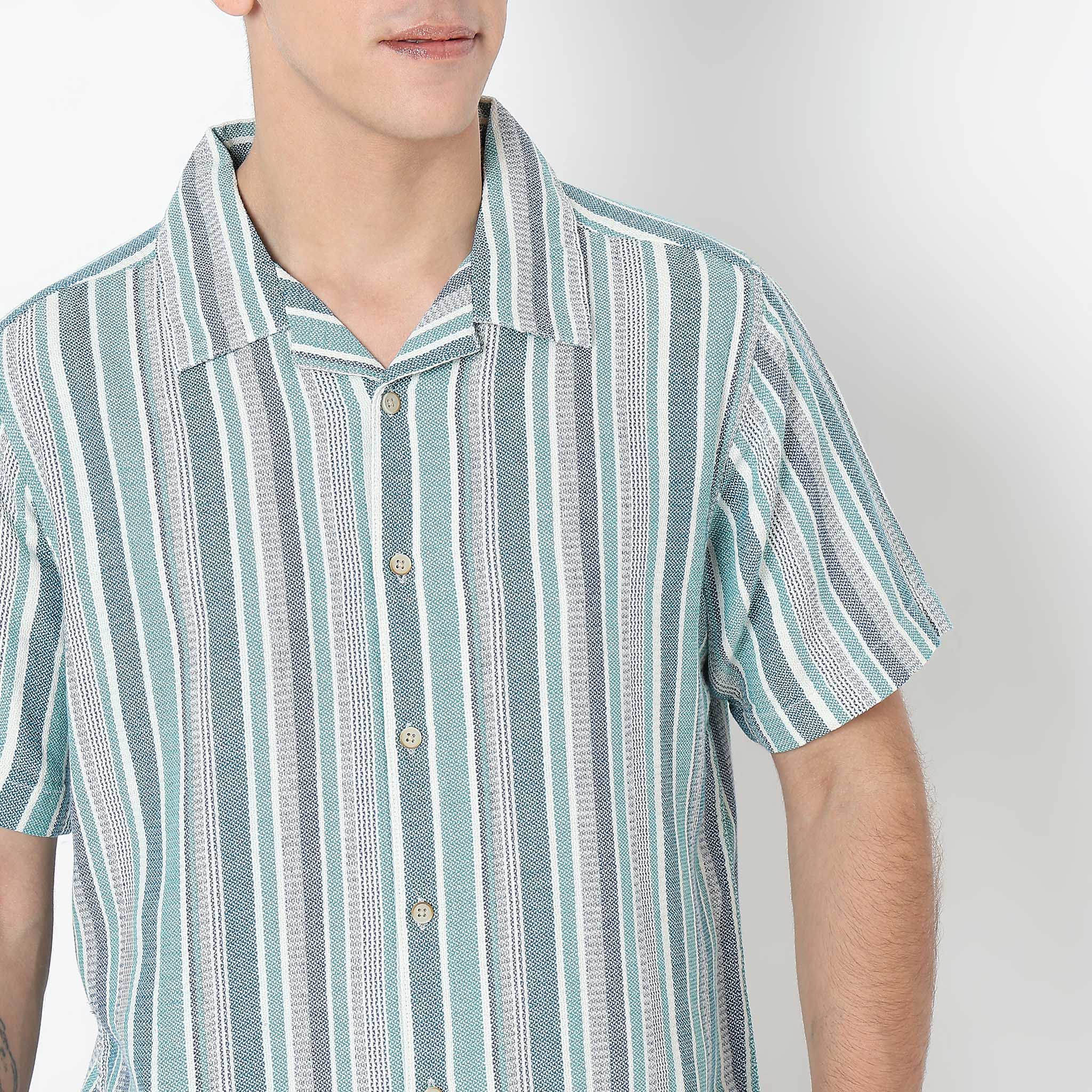 Mood™ Shirt - Lino Stripes - Modern Street - Cuban Cuban Collar - Regular Fit - Image 4