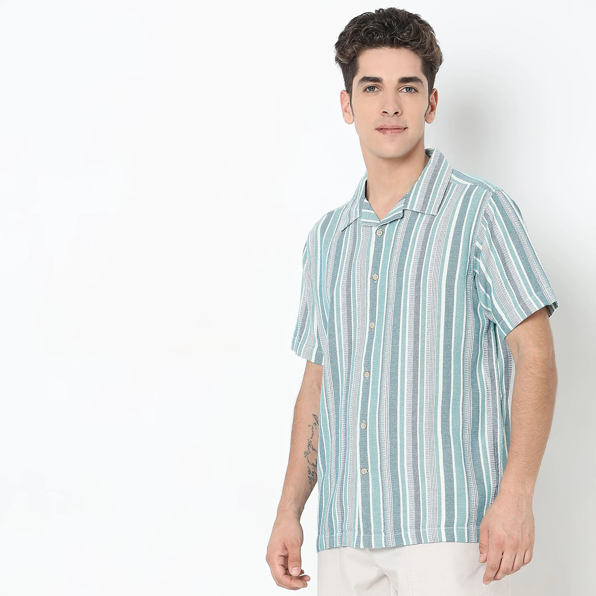 Mood™ Shirt - Lino Stripes - Modern Street - Cuban Cuban Collar - Regular Fit - Image 5