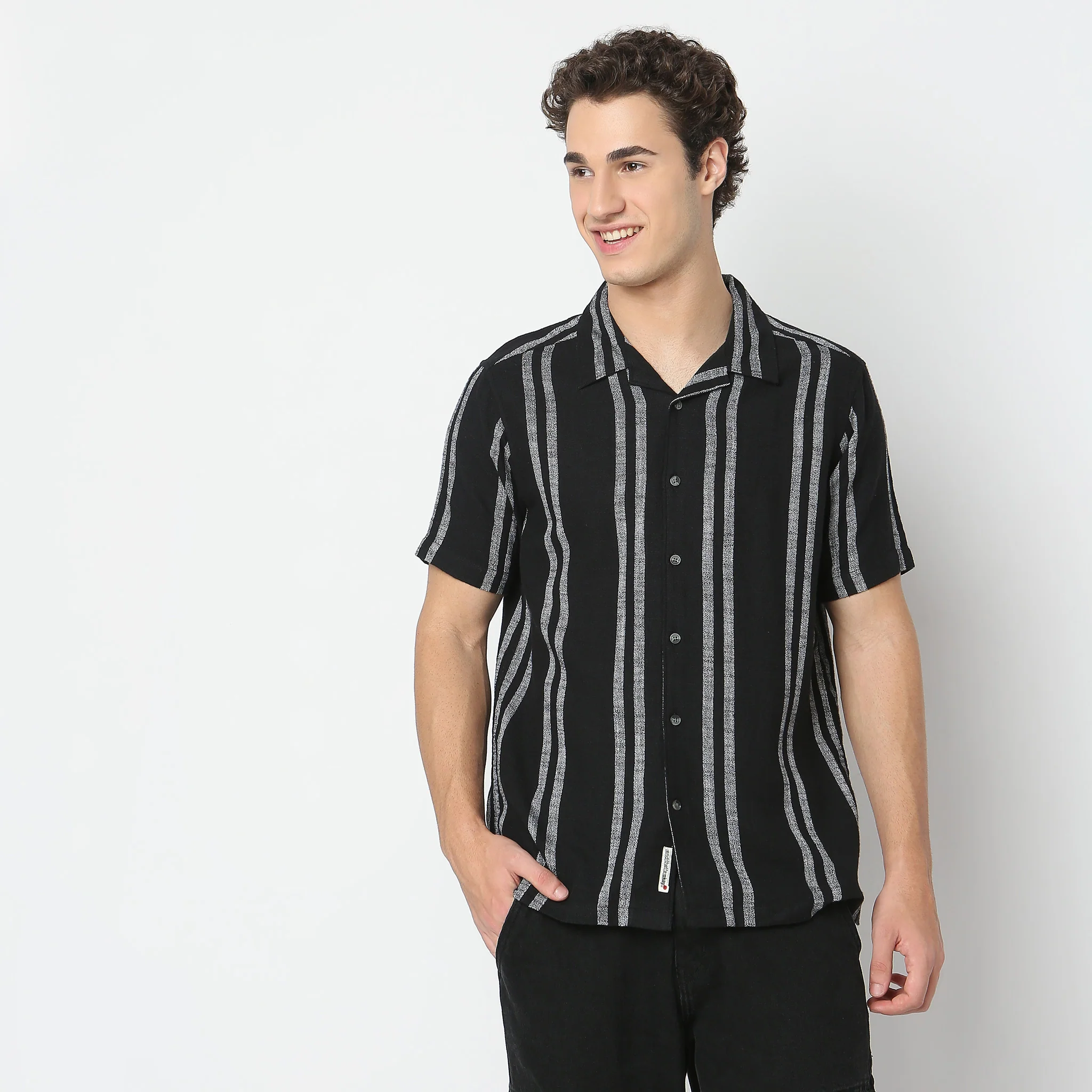 Bae Special Weave Shirts - Regular Fit Yarn Dyed Cuban Collar Shirt - Image 2