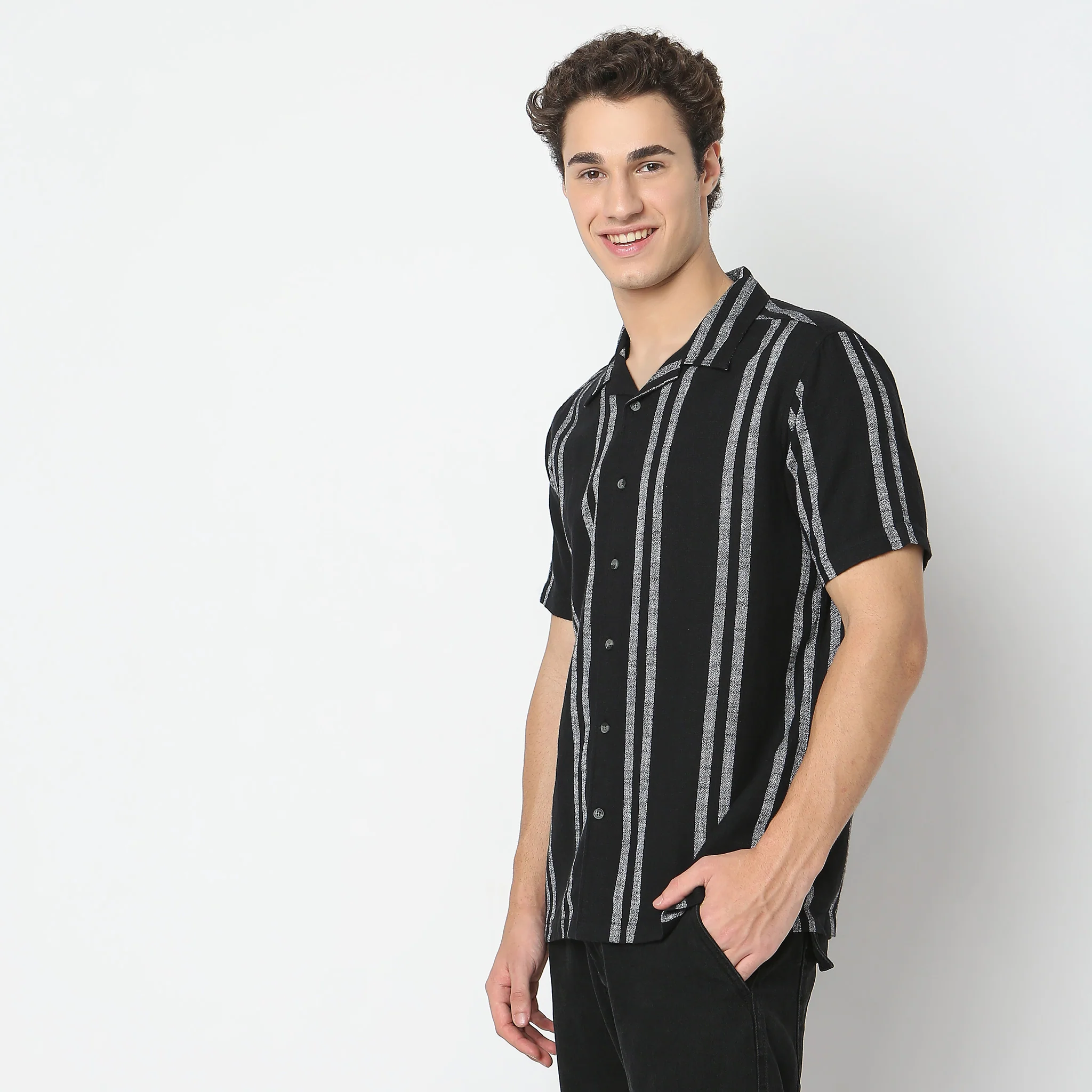 Bae Special Weave Shirts - Regular Fit Yarn Dyed Cuban Collar Shirt - Image 5