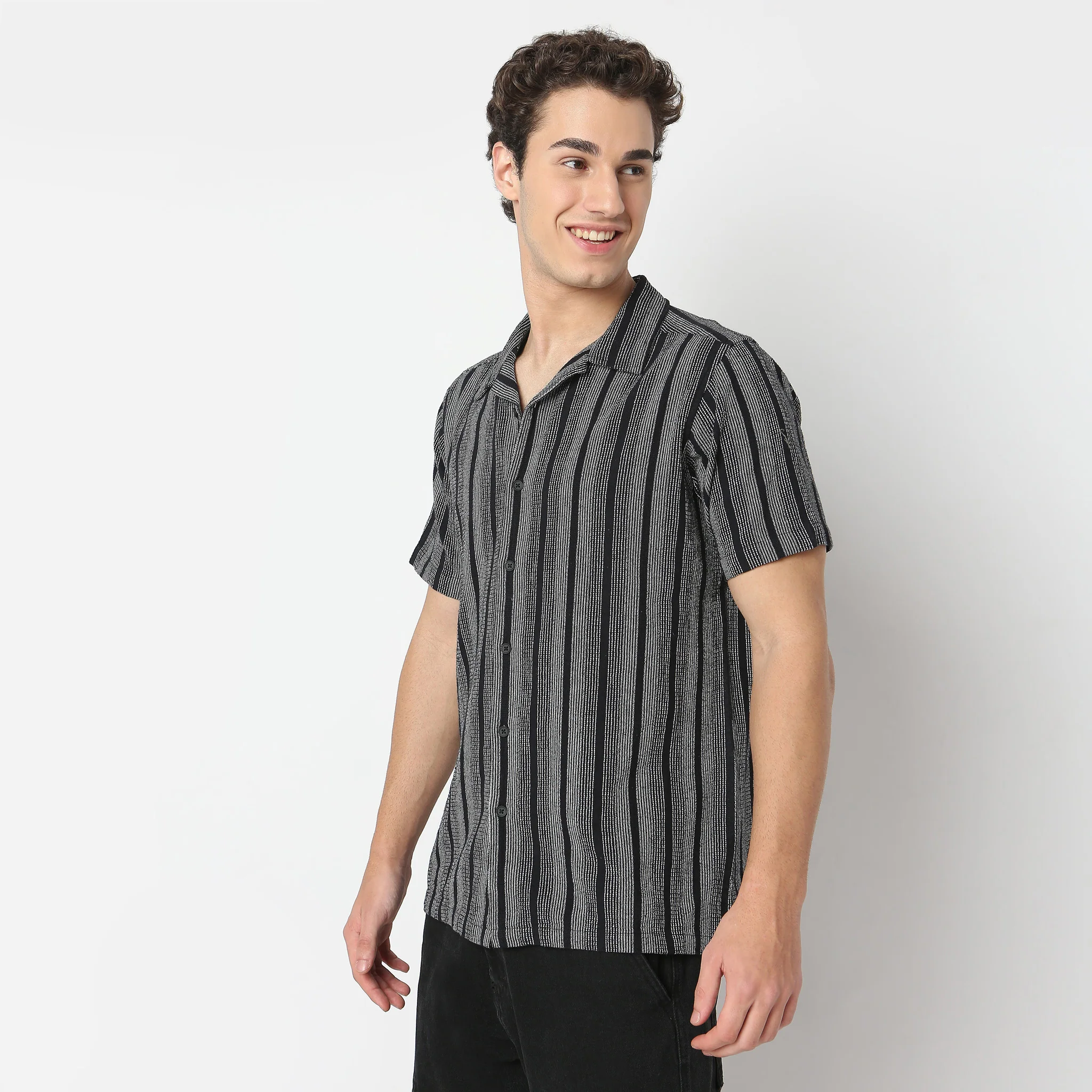 Mood™ Shirts - Raw Cotton Camp Collar Yarn Dyed Stripes - Regular Fit - Image 5