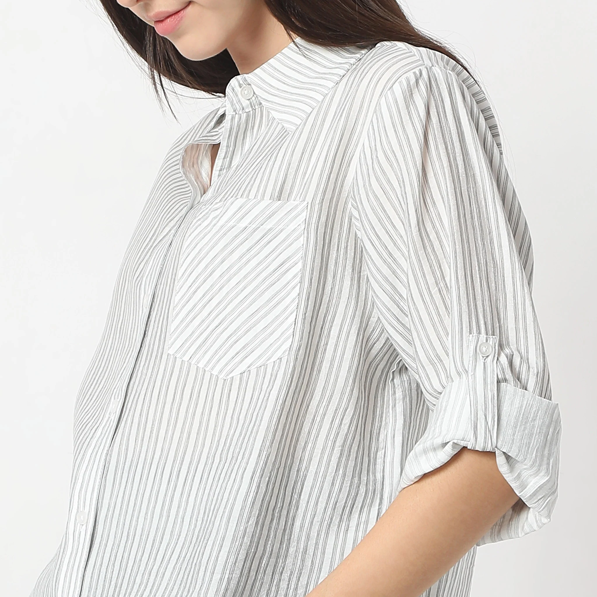 Striped Shirt Collar Full Sleeve Casual Shirt - Image 4