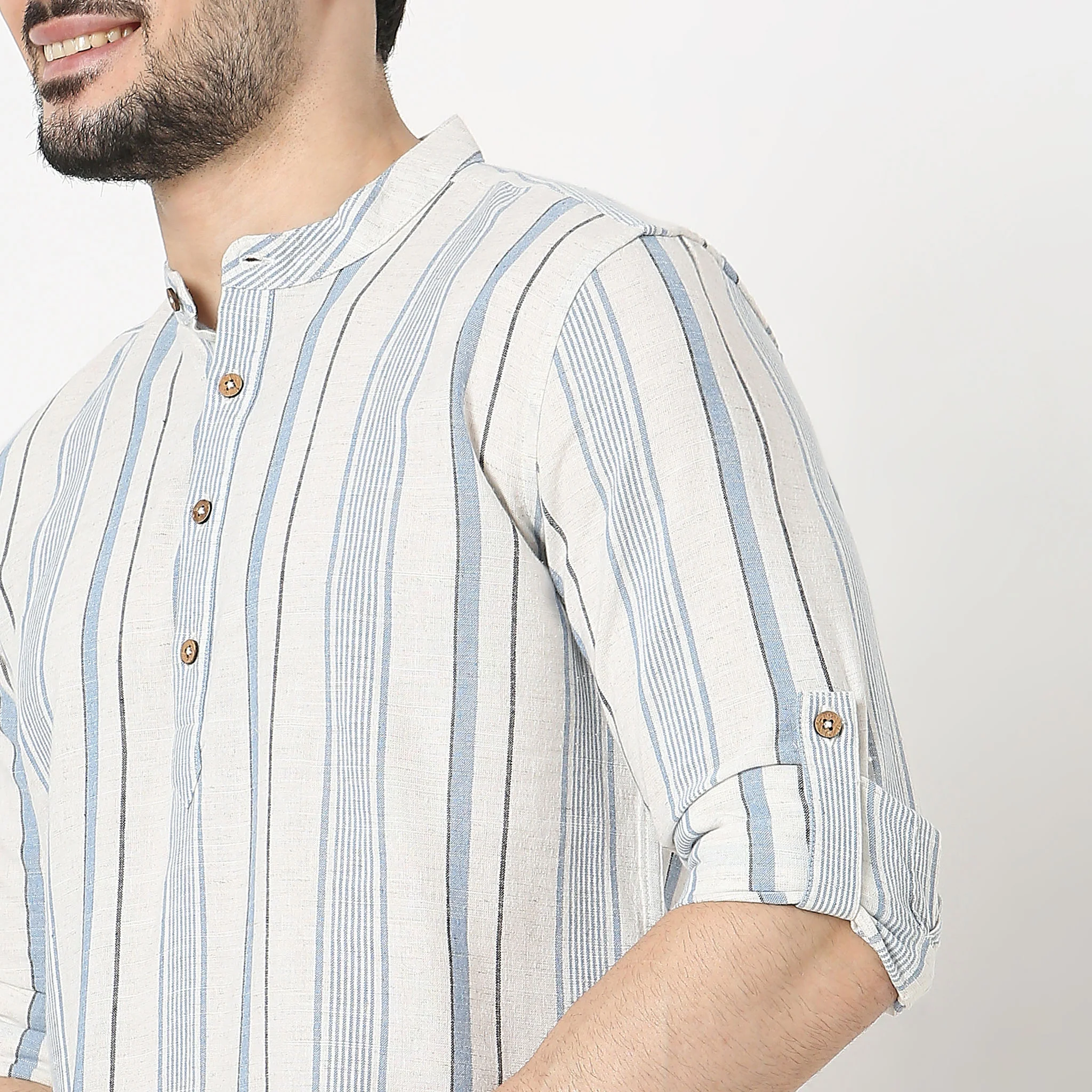 Regular Fit Striped Short Kurta - Image 4