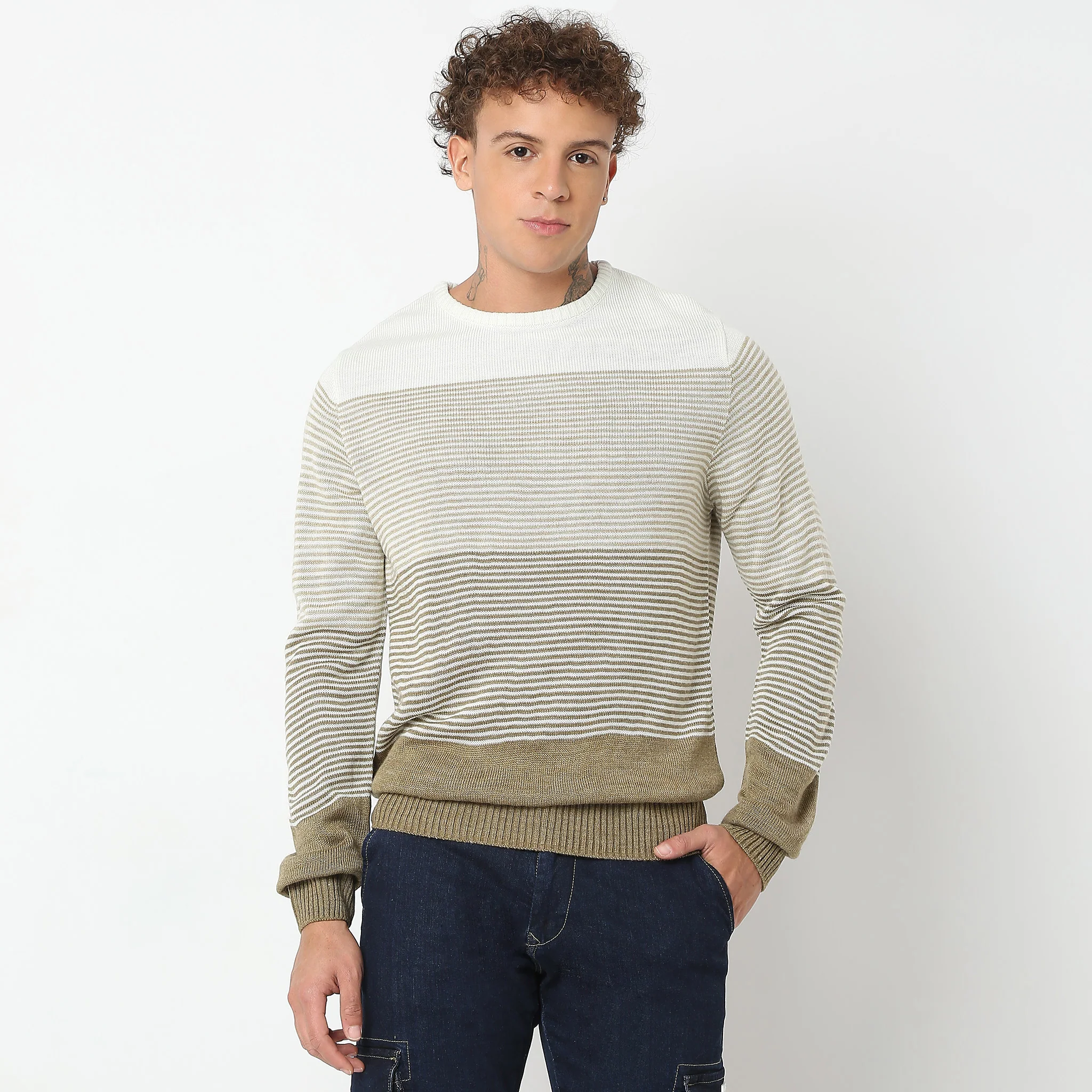 Regular Fit Striped Sweater - Image 2