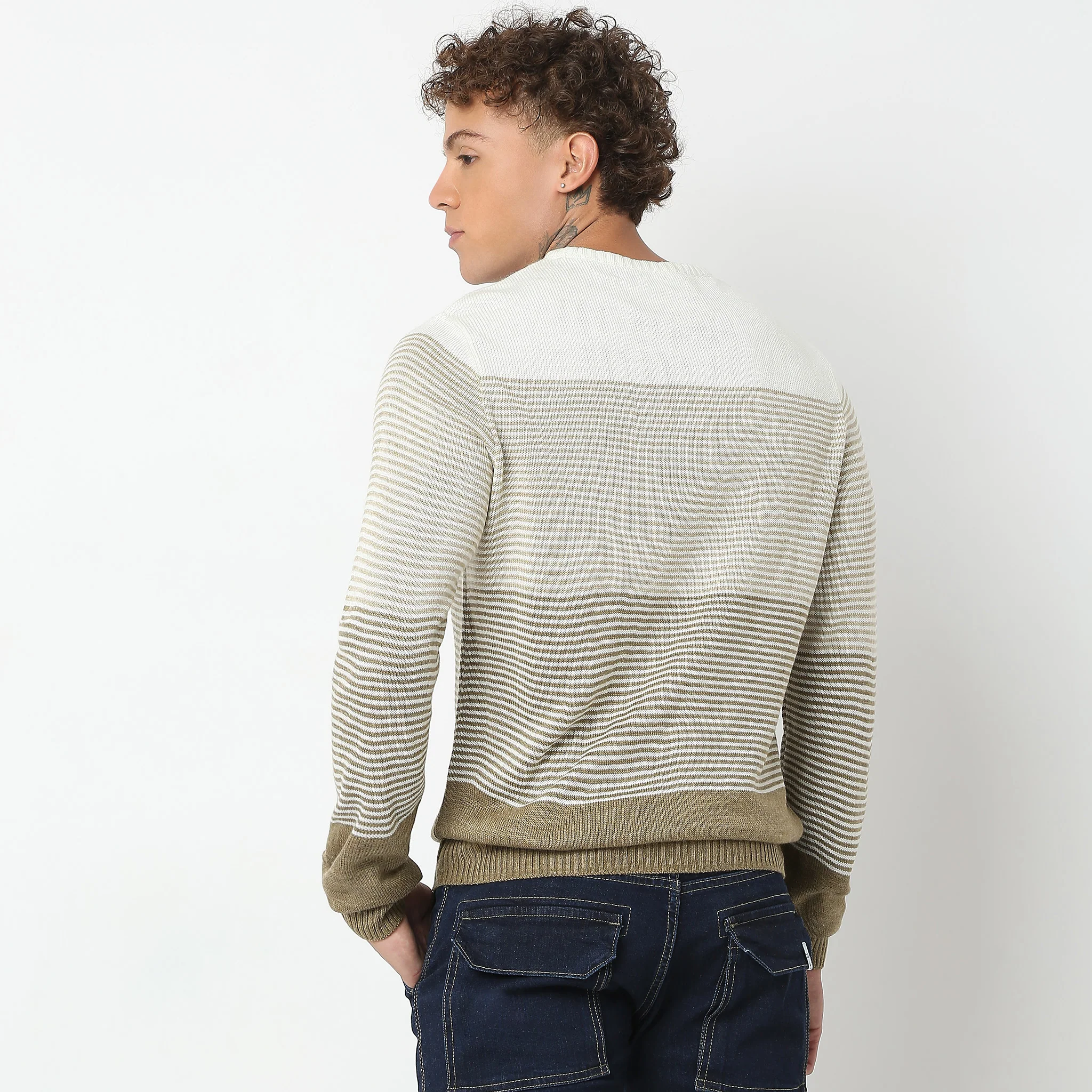 Regular Fit Striped Sweater - Image 3