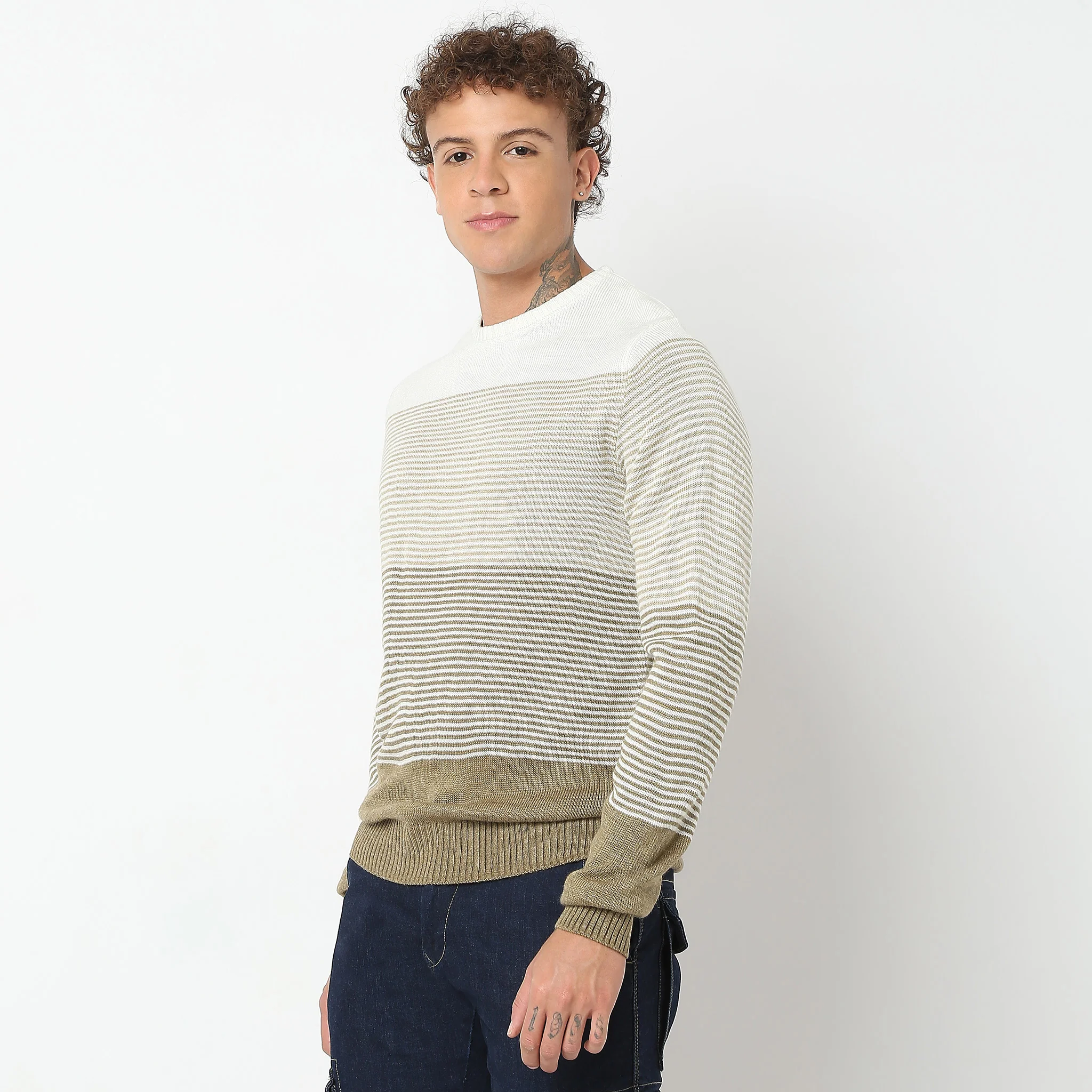 Regular Fit Striped Sweater - Image 5