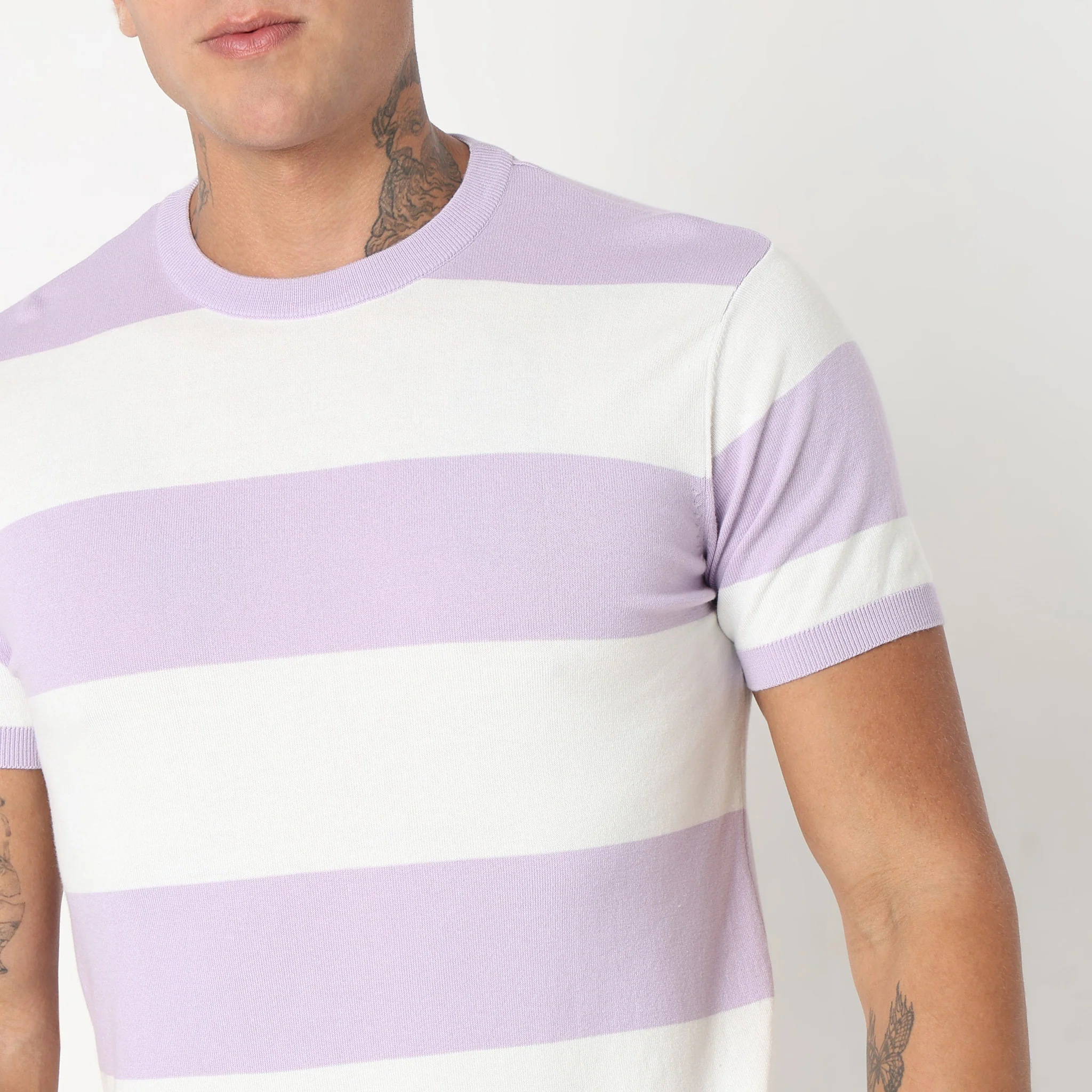 Hand Knit Jersey™ Modern Smart Auto Stripes Dobby Flat Knit Regular Fit  T-Shirt - Soft and Comfortable. - Image 10