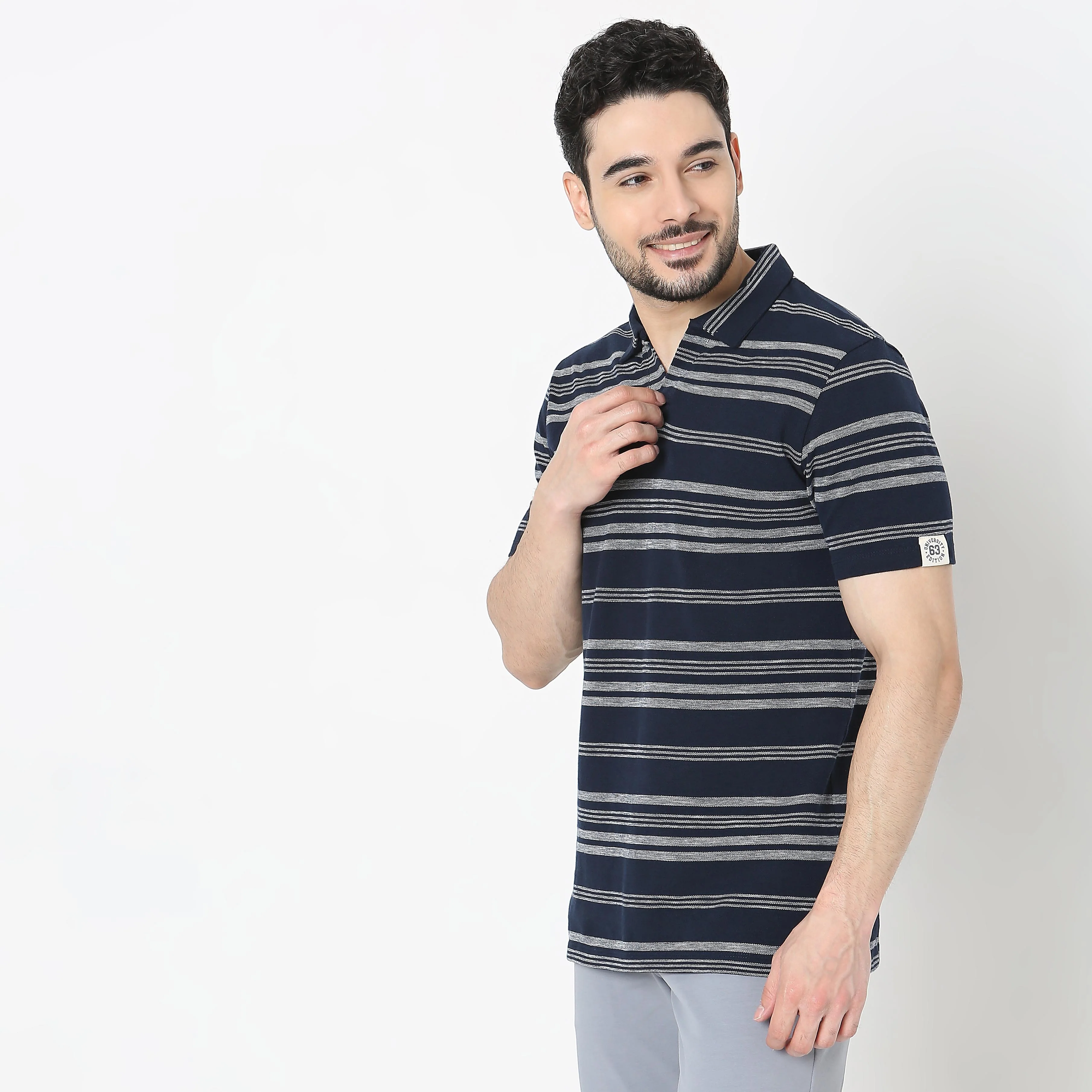 Rugby Polo™ - Special Yarn exclusively Knitted Stripes - Modern Smart Regular Fit Polo T-Shirt - Image 5